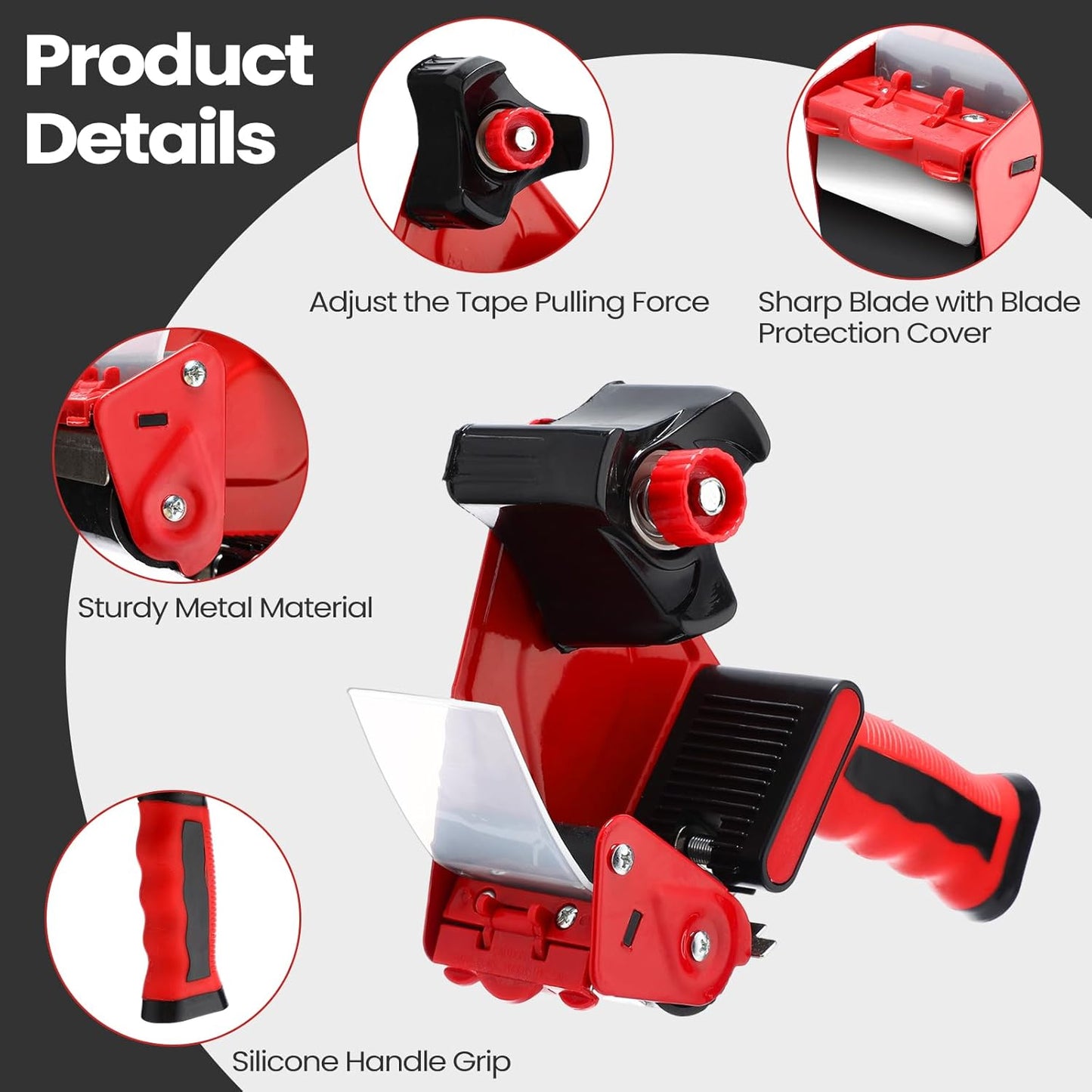 2 Pack Packing Tape Dispenser Gun with 12 Roll Packing Tape 2 Inch Gun 2.7 Mil Heavy Duty Packaging for Shipping, Moving, Carton and Box Sealing(Black and Red)