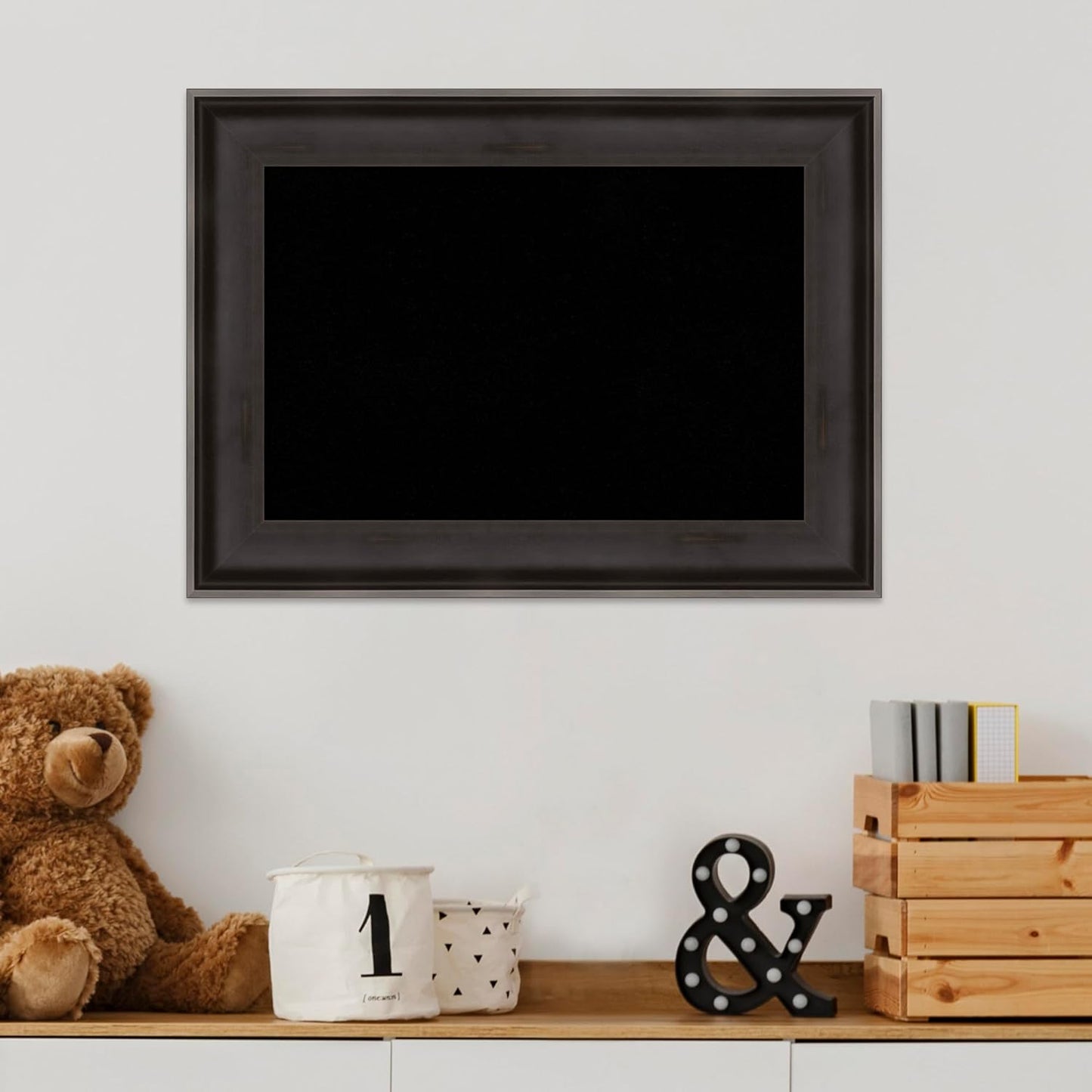 Amanti Art Black Cork Board for Wall, 16x22 Vision Board with Black Wood Frame, Small Corkboard Office Decor for Home Organization, Casual Corkboard Pinboard to Display Items for Home Organization in