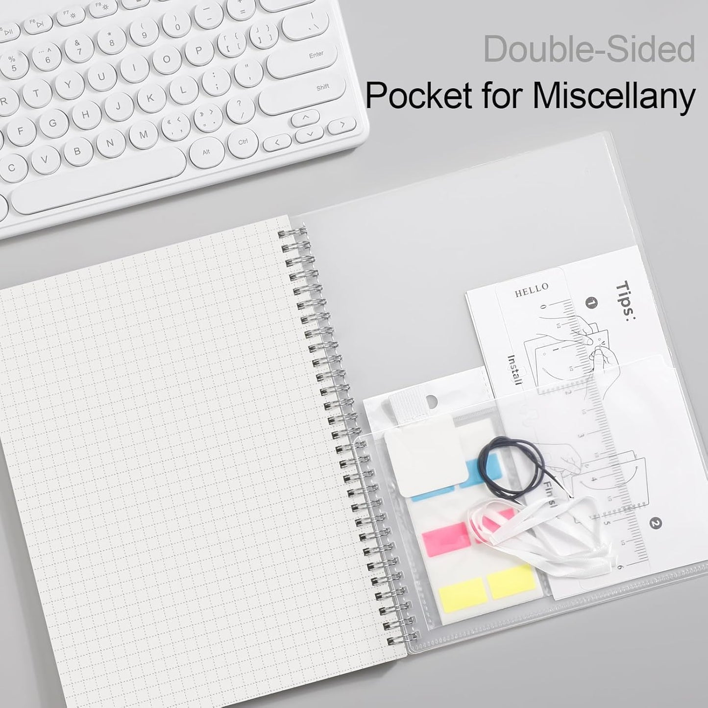 AHGXG Graph Paper Notebook - Spiral Notebook 8.5" x 11", A4 Large Graph Notebook, 100 gsm Thick Grid Paper, Waterproof Plastic Cover Journals for School Writing Engineering Math, Transparent