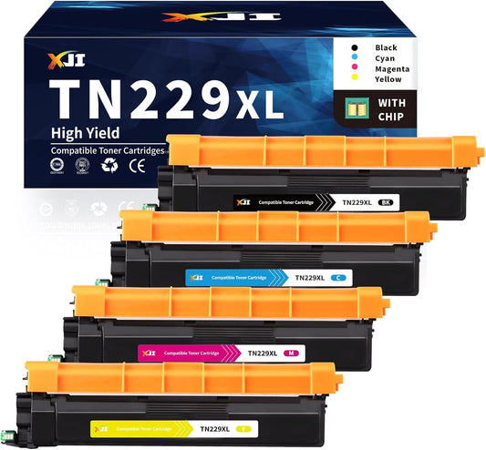 XJI Compatible Toner Cartridges Replacement for Brother TN229XL TN 229XL 229 229XXL TN229 XL TN229XXL High Yield Ink 4 Pack, for HL L3220CDW L3280CDW L3300CDW MFC L3720CDW L3780CDW Printer (with Chip)