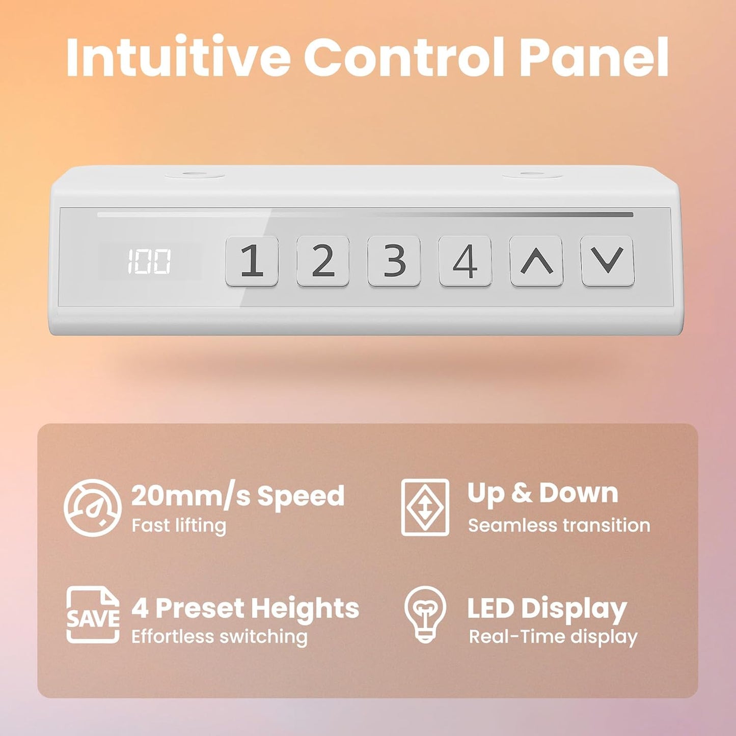 HUANUO 32" Small Electric Standing Desk Adjustable Height, 4 Memory Height Settings, Sit Stand Up Desk for Home Office & Computer Workstation, White