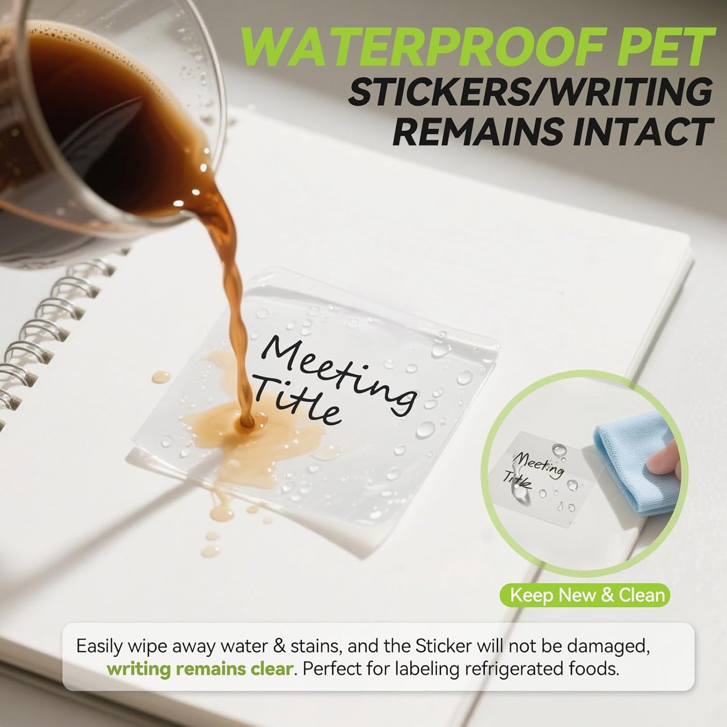 Transparent Sticky Notes with Marker Pen, Tecolu 7 Pads Clear Sticky Note 3x3, 5X The Sticking Power Translucent Sticky Note Pad, Waterproof & See-Through