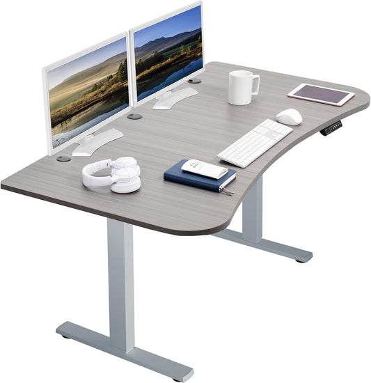 VIVO Electric 63 x 32 in Standing Desk, Memory Height Adjustment, 1B Series, Dark Gray Top Gray Frame, DESK-KIT-1G1G