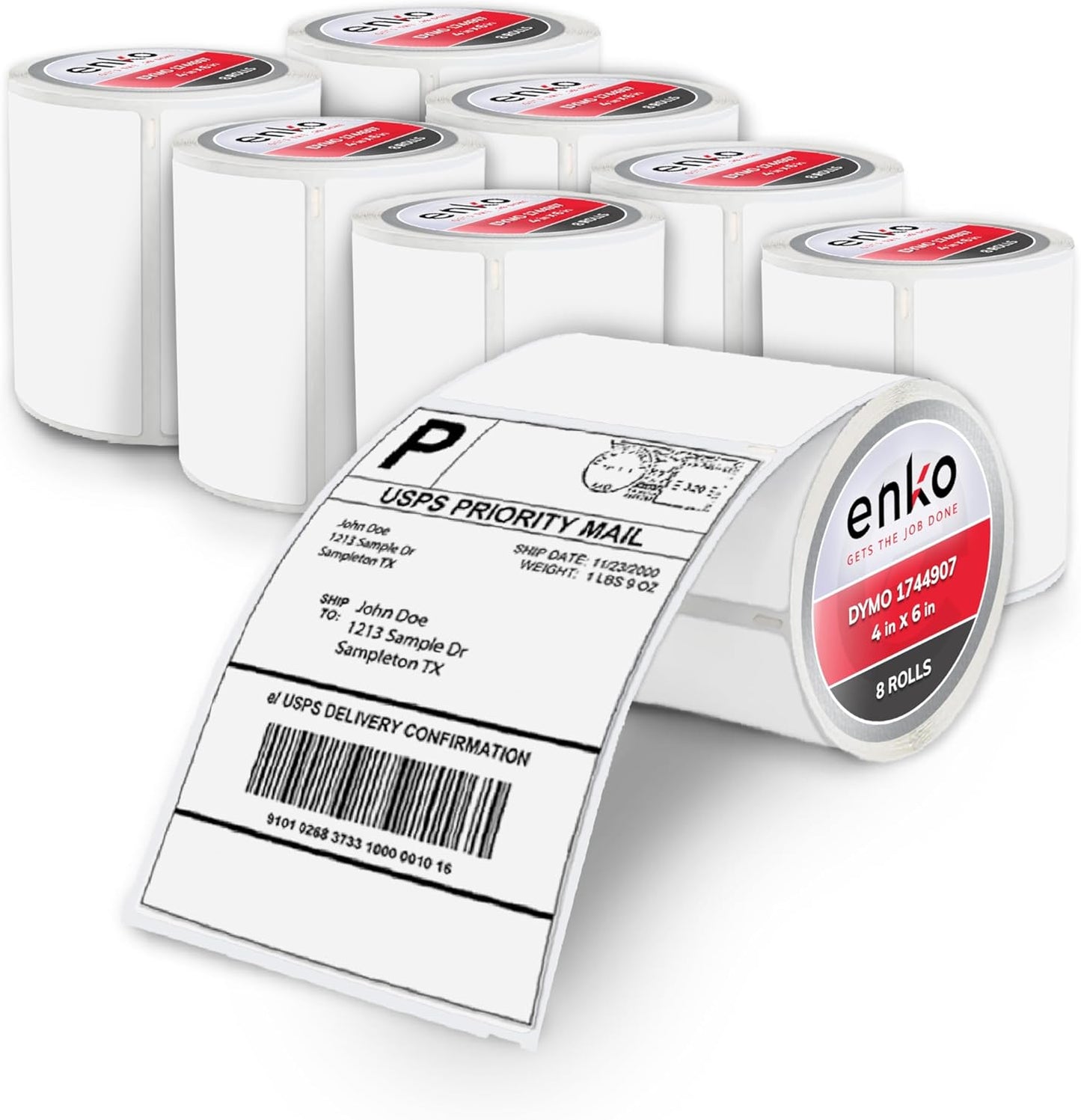 enKo Compatible Zebra 4x6 Label/Dymo Labels 1744907 (4 x 6) for Dymo Labelwriter 4XL Shipping Zebra Direct Thermal Printer (8 Rolls, 1760 Labels)