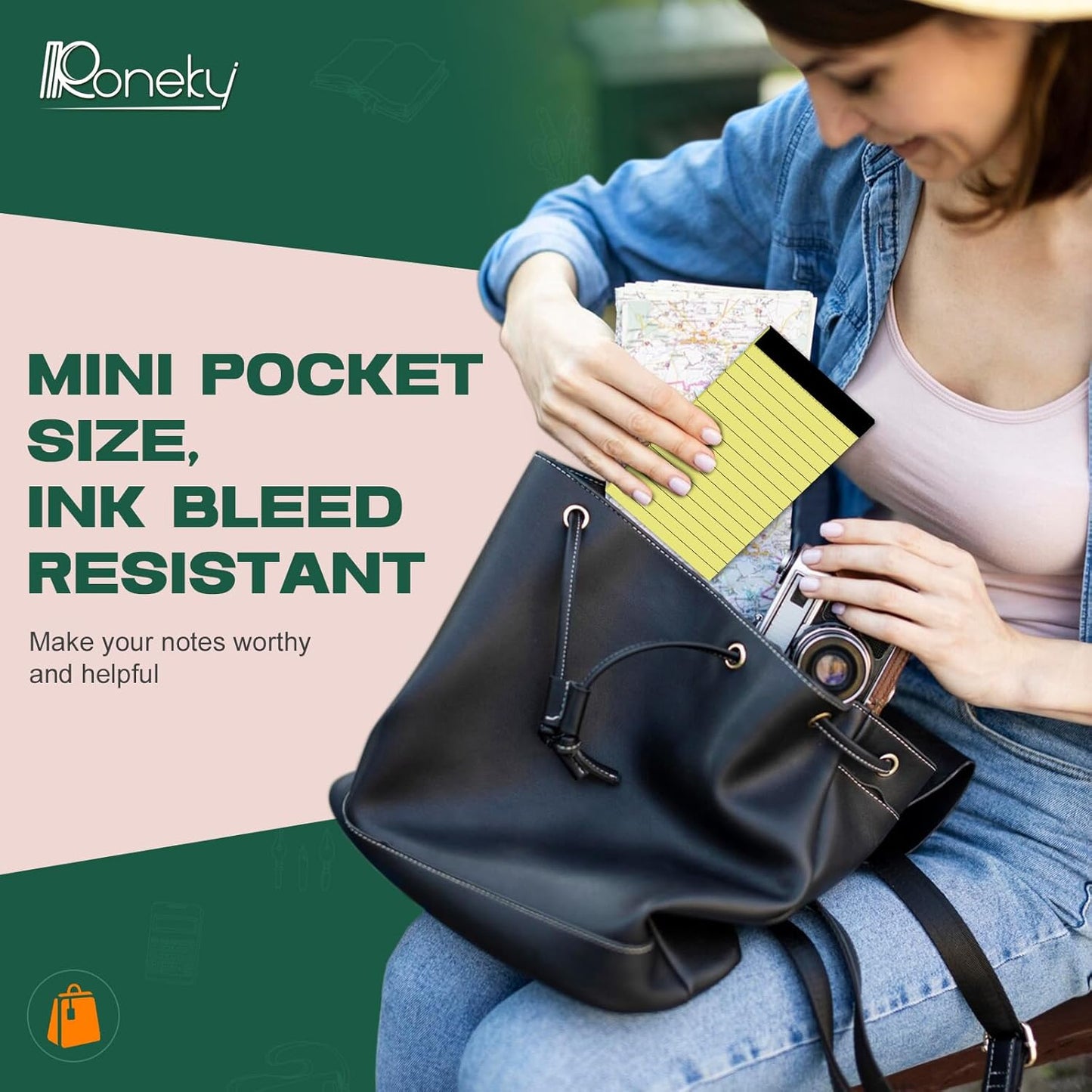 8 Pack Small Note Pads 3x5 In, College Ruled 3 x 5'' Notepads Server Note Pads, Micro Perforated Small Pocket Size Notebook Mini Writing Pads Memo Pads of Lined Paper Notepad Narrow Ruled Scratch Pads