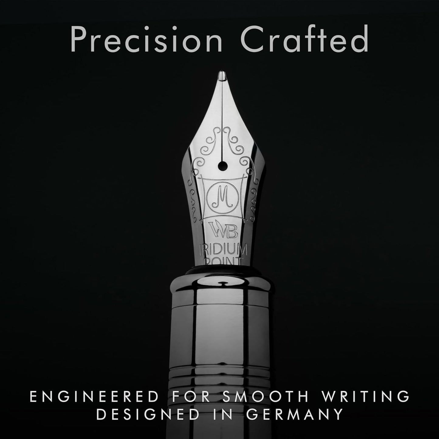 Wordsworth & Black Majesti Fountain Pen-(Black Chrome), Luxury Case, Stainless Steel; Medium Nib- Ink Cartridges, Refillable Ink Converter-Calligraphy Pen-Best Business Gift Set for Men & Women