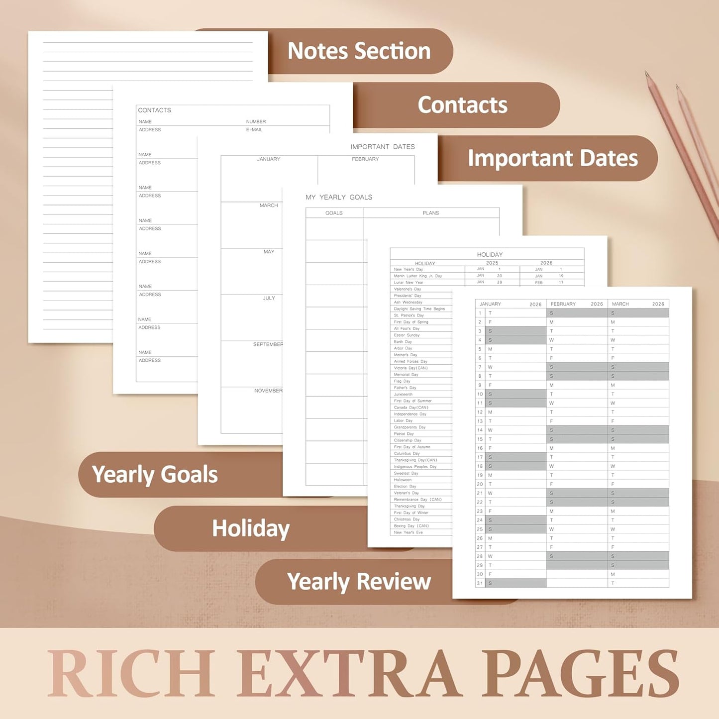 Planner 2025-2026, Academic Linen 2025-2026 Monthly Planner July 2025 to June 2026, Weekly & Daily Organizer with Tabs, Note Pages, Hardcover 5.65" x 8.15"- Ideal for School, Work & Productivity-Black