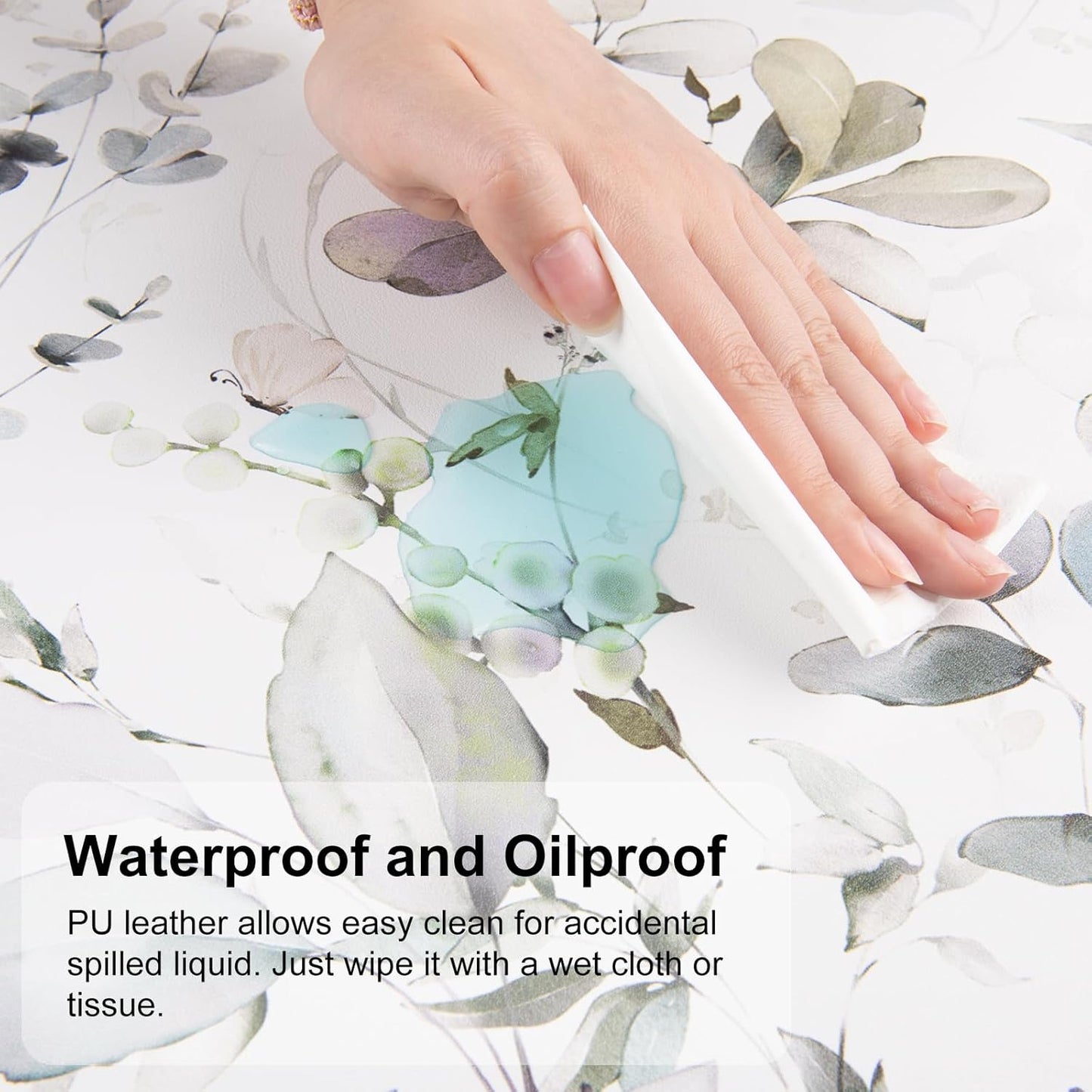 QIYI Large Mouse Pad, Extended Desk Mat for Desktop, PU Leather Waterproof Gaming Mousepad, Computer Desk Accessories Protector Writing Pads for School Office Home 31.5" x 15.7" - Soft Green Foliage