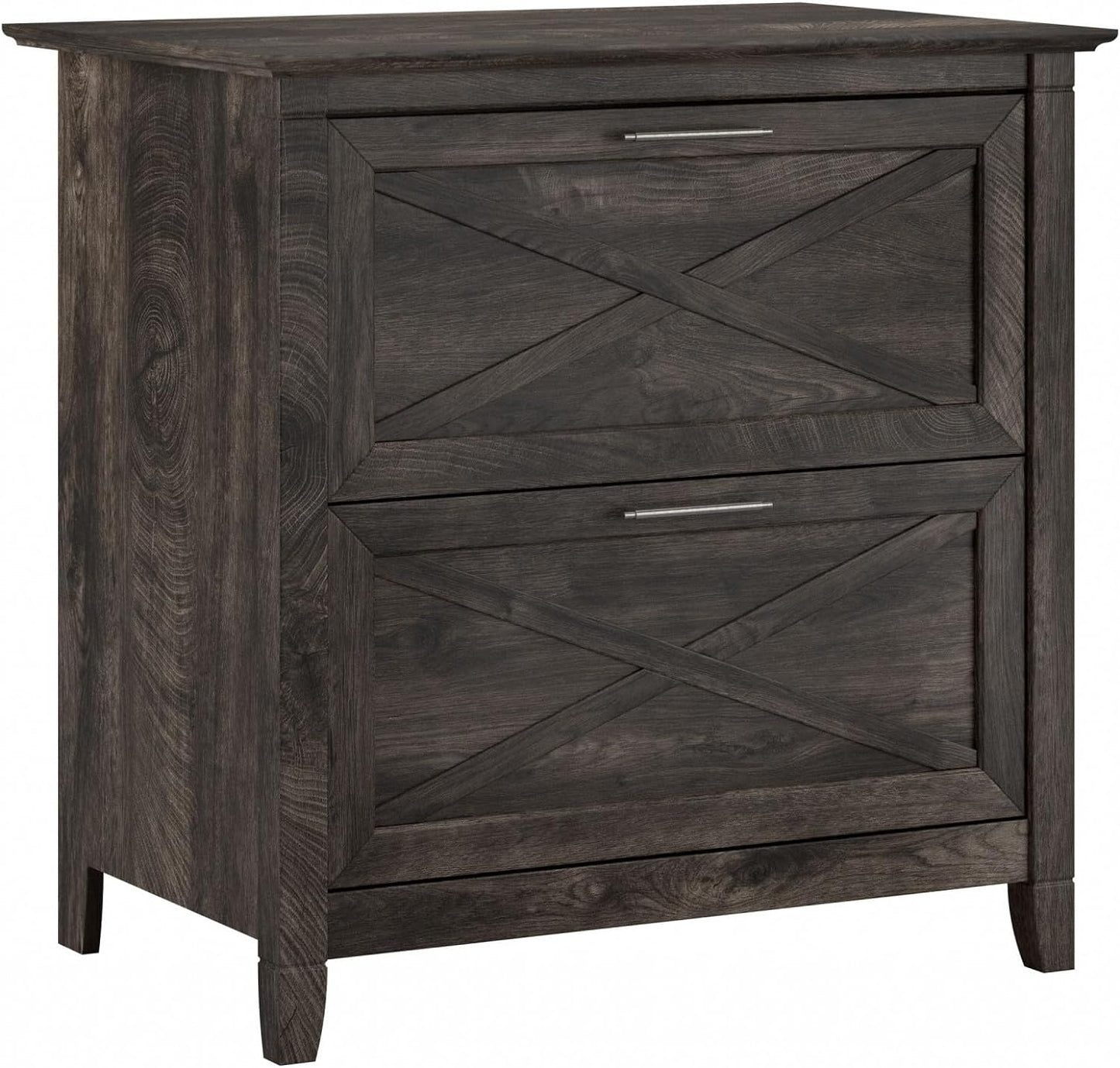 Bush Furniture Key West 2 Drawer Lateral File Cabinet in Dark Gray Hickory | Document Storage for Home Office | Accent Chest with Drawers