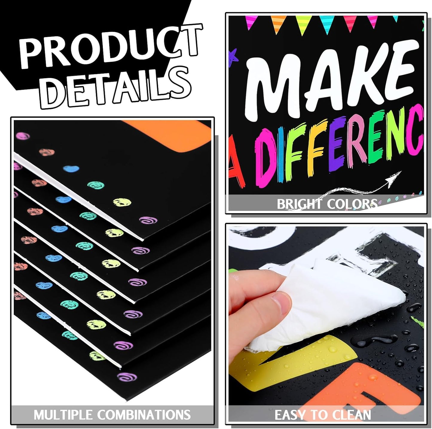 Honoson 24 Pcs Bulk Inspirational Privacy Folders for Students Cardboard Test Privacy Boards Motivational Words Desk Dividers Shield for Classroom School Study Supplies, 6 Styles(Positive)