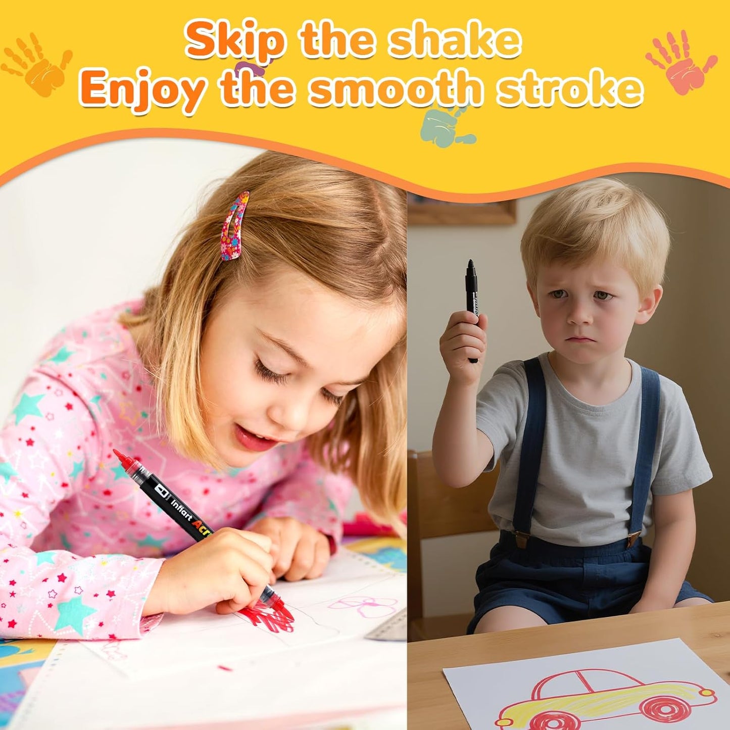 Automatic Ink Control Acrylic Paint Markers Brush Tip 48 Colors Acrylic Paint Pens Water-Based Acrylic Markers Set for Stone, Wood, Rock Painting, Canvas, Glass, DIY & Art Supplies