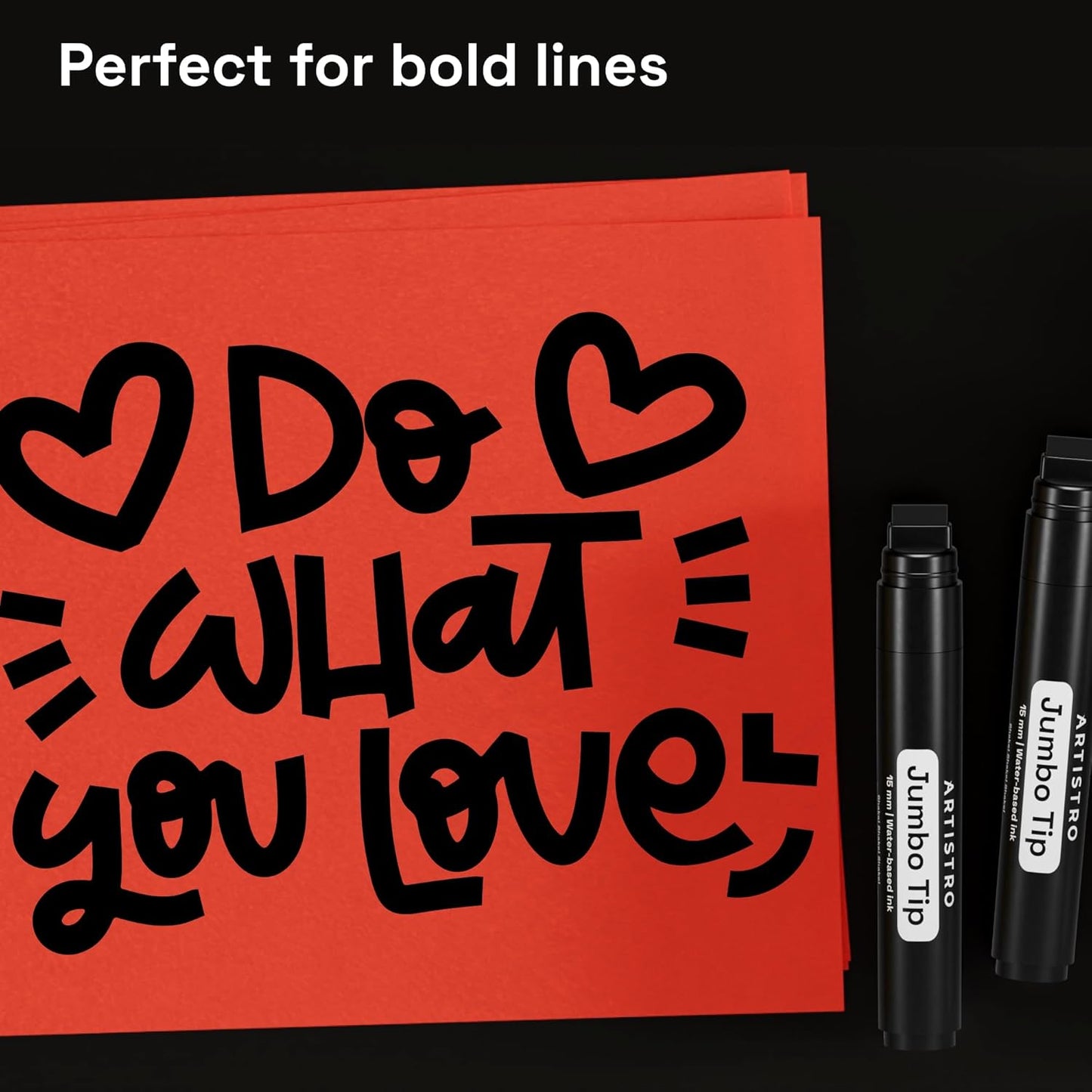 ARTISTRO 2 Black Acrylic Paint Markers - 15mm Jumbo-Tip Paint Pens - Perfect for Crafting, Art Projects, & More