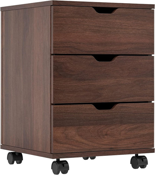 Farini Mobile File Cabinet for Home Office, 3 Drawer Chest Wood, Drawers Unit for Under Desk, Storage Drawers Cabinet Brown
