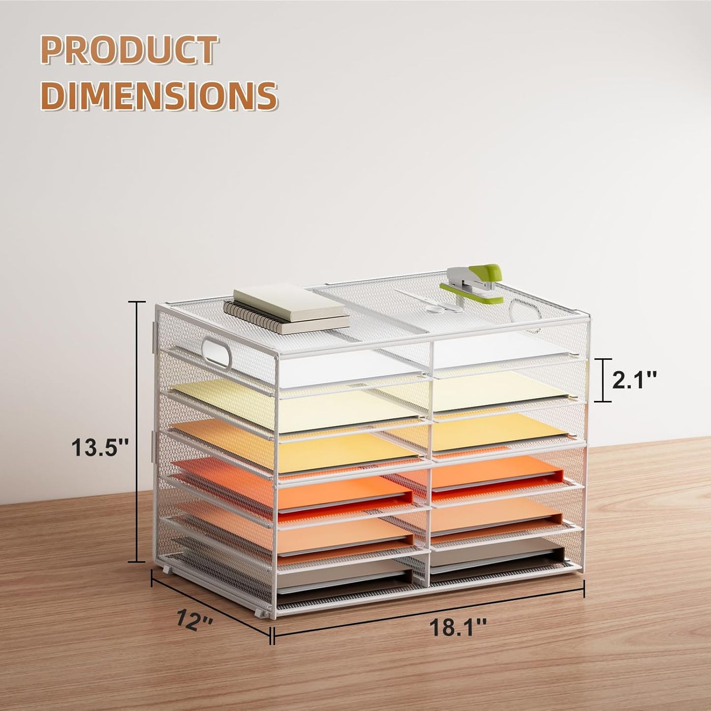 Marbrasse 7 Tier Desktop Literature Organizer, Mesh Paper Organizer Desk Organizers, File Sorter Mail Center Paper Storage Cabinet Classroom Keepers Mailbox for Office Home School, White