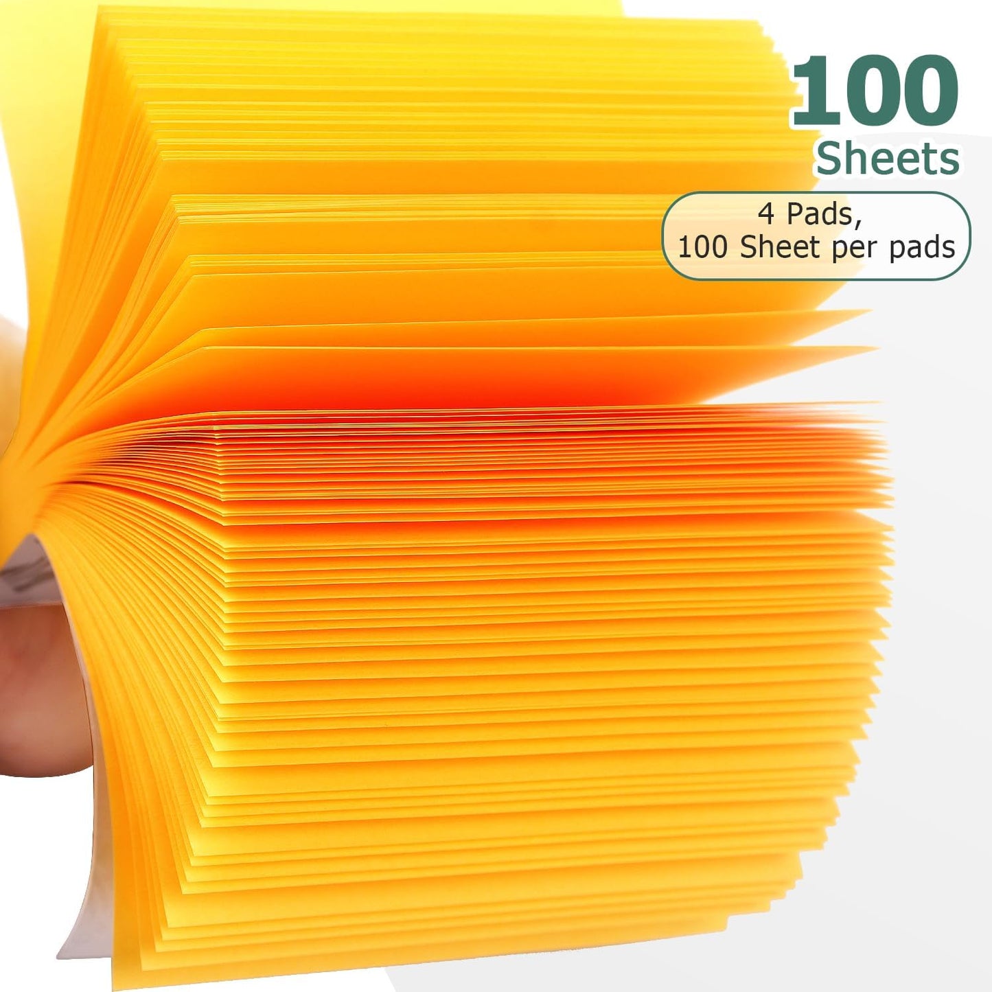 Sticky Notes 3x3 Self-Stick Notes Bright Colors Sticky Notes 4 Pads 100 Sheets/Pad (Orange)