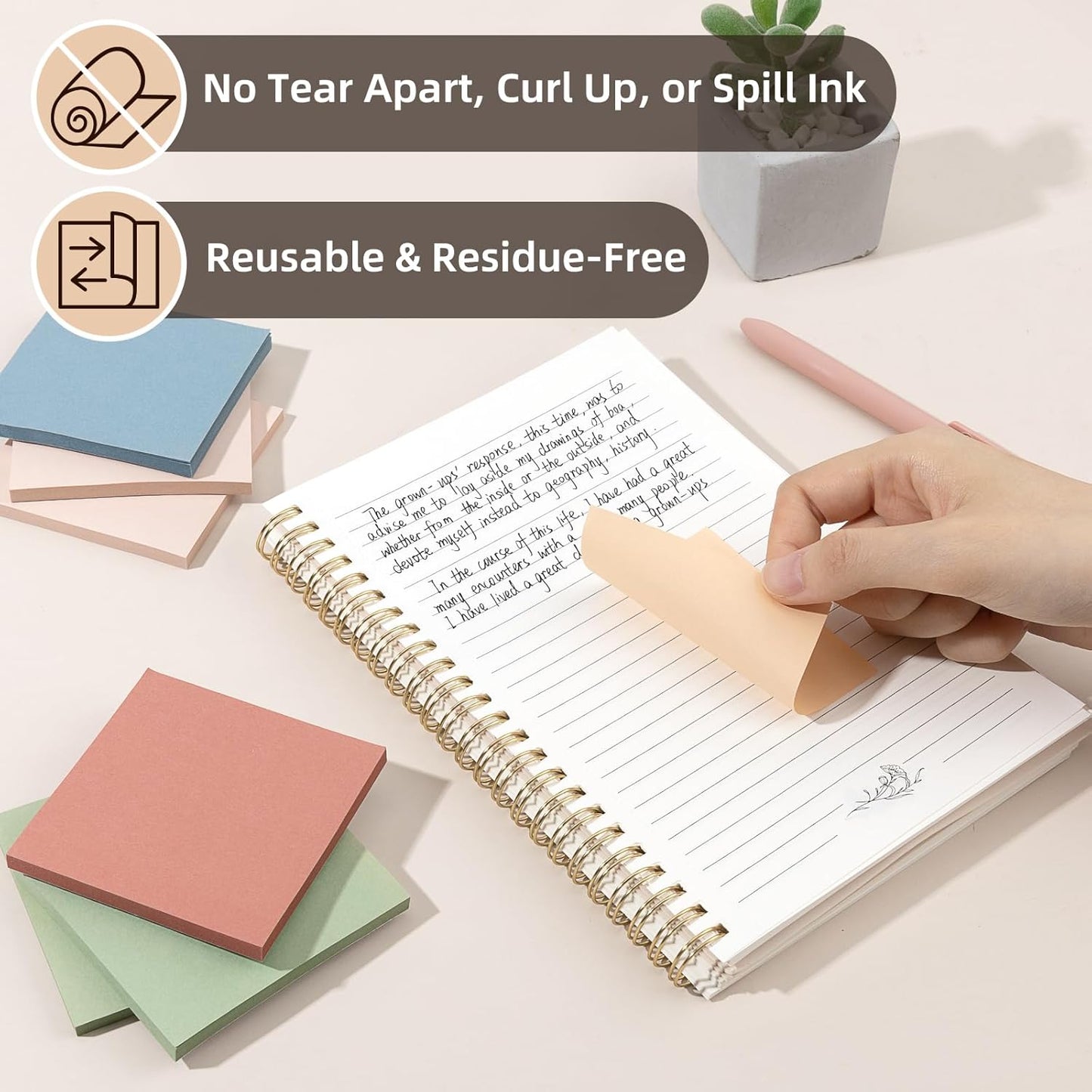 Cute Spiral Notebook Set For Women, Bible Journal Set, 3 Pack A5 Spiral Notebook + 5 PCS Gel Pens + 600 Sticky Notes + Gift Box, Aesthetic Gift Set for Work Students School Office Supplies