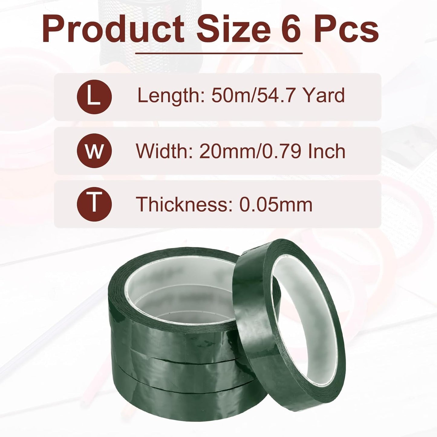 MECCANIXITY 6 Rolls Whiteboard Tape Graphic Chart Tape 20mm 54.7 Yard Art Tape Thin Self-Adhesive Pinstripe Tape Masking Tape for Gift Wrapping Craft Supplies, Green