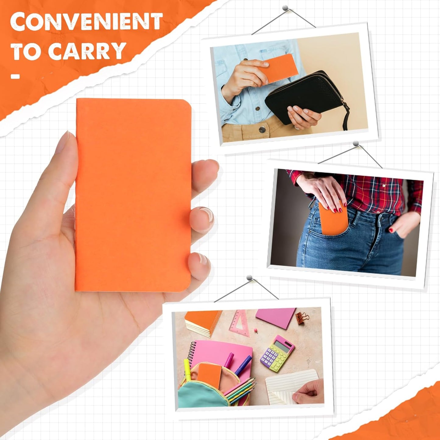 Harloon 100 Pcs Mini Notebooks Bulk Small Pocket Notepads Blank Lined Wallet Memos Journals for Students Employee Traveler Classroom Office Supplies, 4 x 2.5 Inches(Orange)