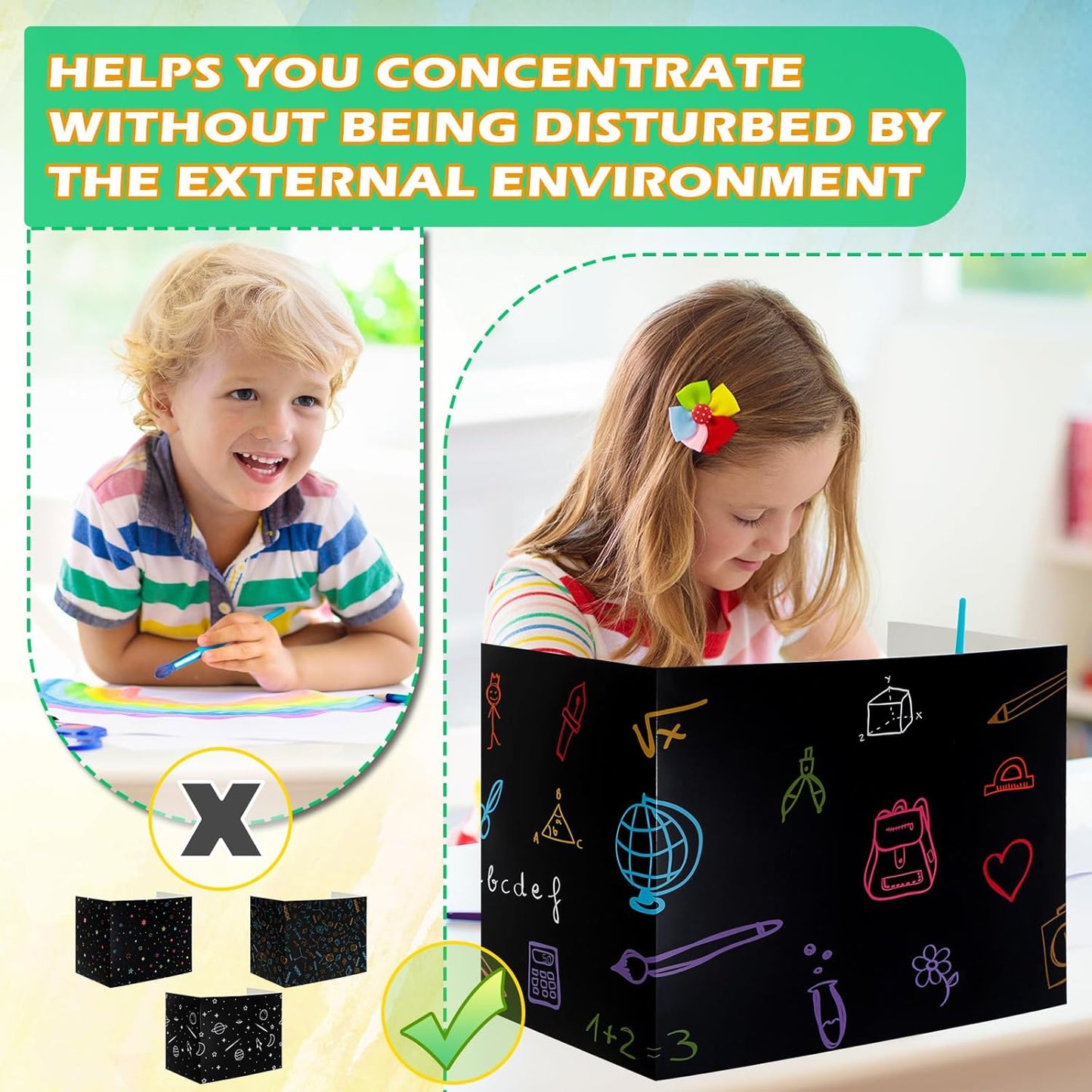 Crtiin 24 Pcs Privacy Folders for Students Desk Dividers Standard School Privacy Cardboard Board Testing Dividers Shield for Classroom Teacher Supplies Keep Eyes from roving(Vibrant)