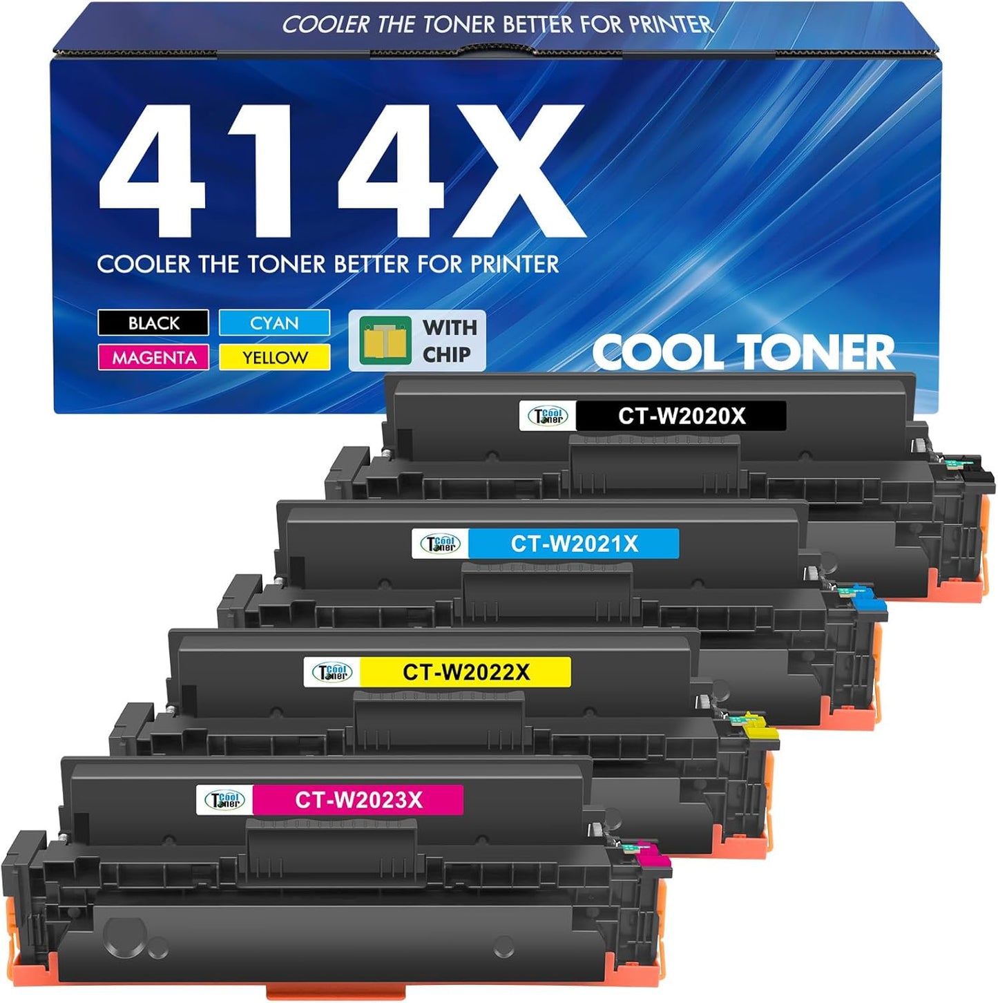 414X 414A Toner Cartridges 4 Pack High Yield MFP M479fdw Compatible Replacment for HP 414X for HP Color Laserjet Pro MFP M479fdw M479fdn M454dw M454dn M479dw Printer Ink (Black Cyan Yellow Magenta)