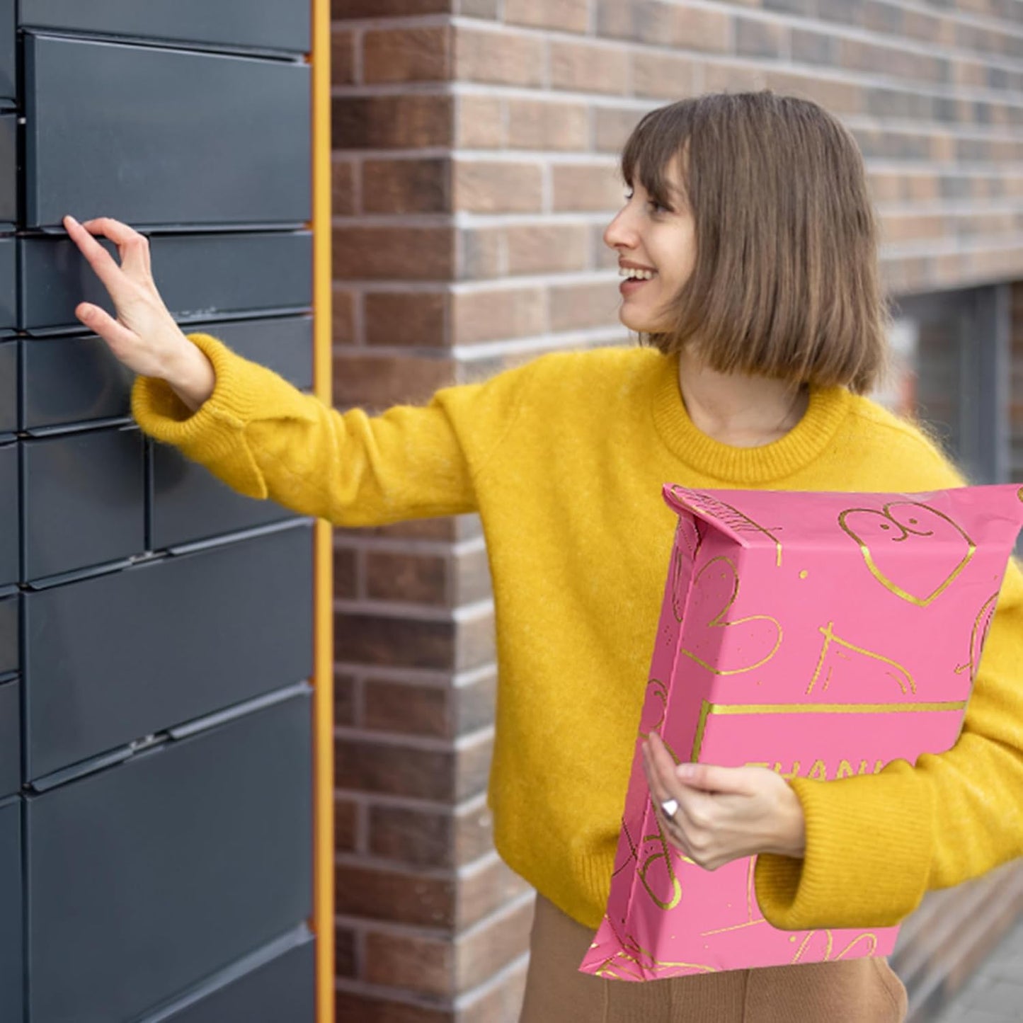 Thank You Poly Mailers 6x9 Inch 100 Pcs - Heart printed Shipping Bags, 2.4mil Thickness, Waterproof and Tear Resistant Mailing Envelopes, Self-Sealing Packaging Bags for Clothing