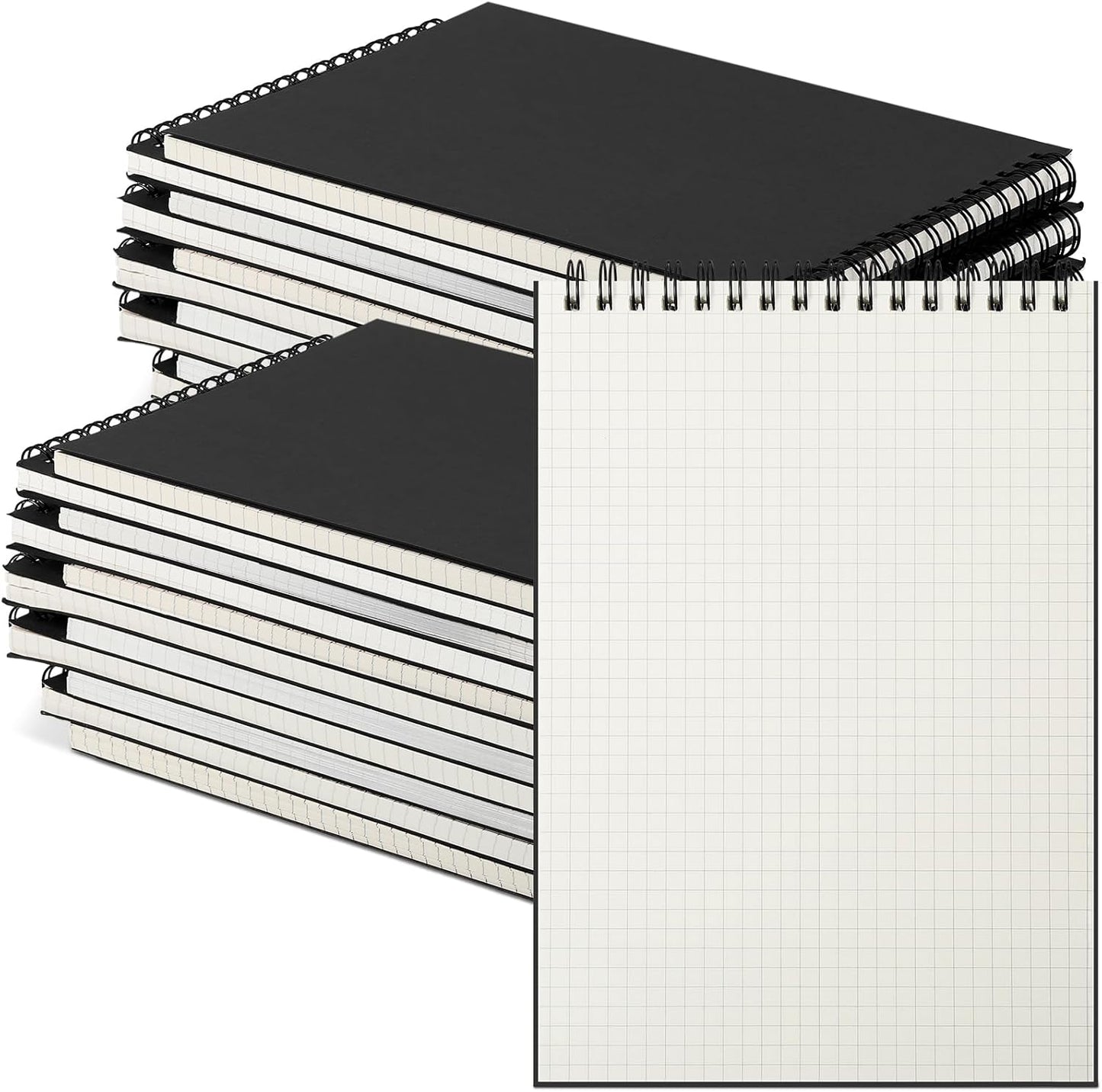 18 Pack Graph Paper Spiral Notepad A5 Top Wirebound Notepad Grid Notebook Steno Pads Memo Notebook Grid Paper 140 Pages for Writing Sketching Drawing Office Supplies (Black)