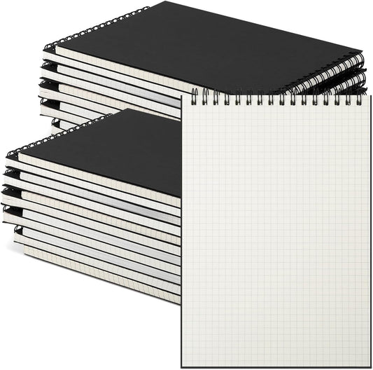 18 Pack Graph Paper Spiral Notepad A5 Top Wirebound Notepad Grid Notebook Steno Pads Memo Notebook Grid Paper 140 Pages for Writing Sketching Drawing Office Supplies (Black)