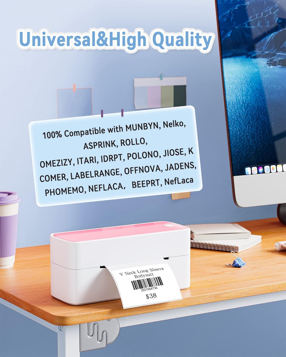 Phomemo 3"x2" Thermal Labels Roll - 1240 PCS Label Stickers for Small Business Supplies - Commercial Grade Logo Stickers for Business Customized - Waterproof Shipping Labels for Thermal Printer