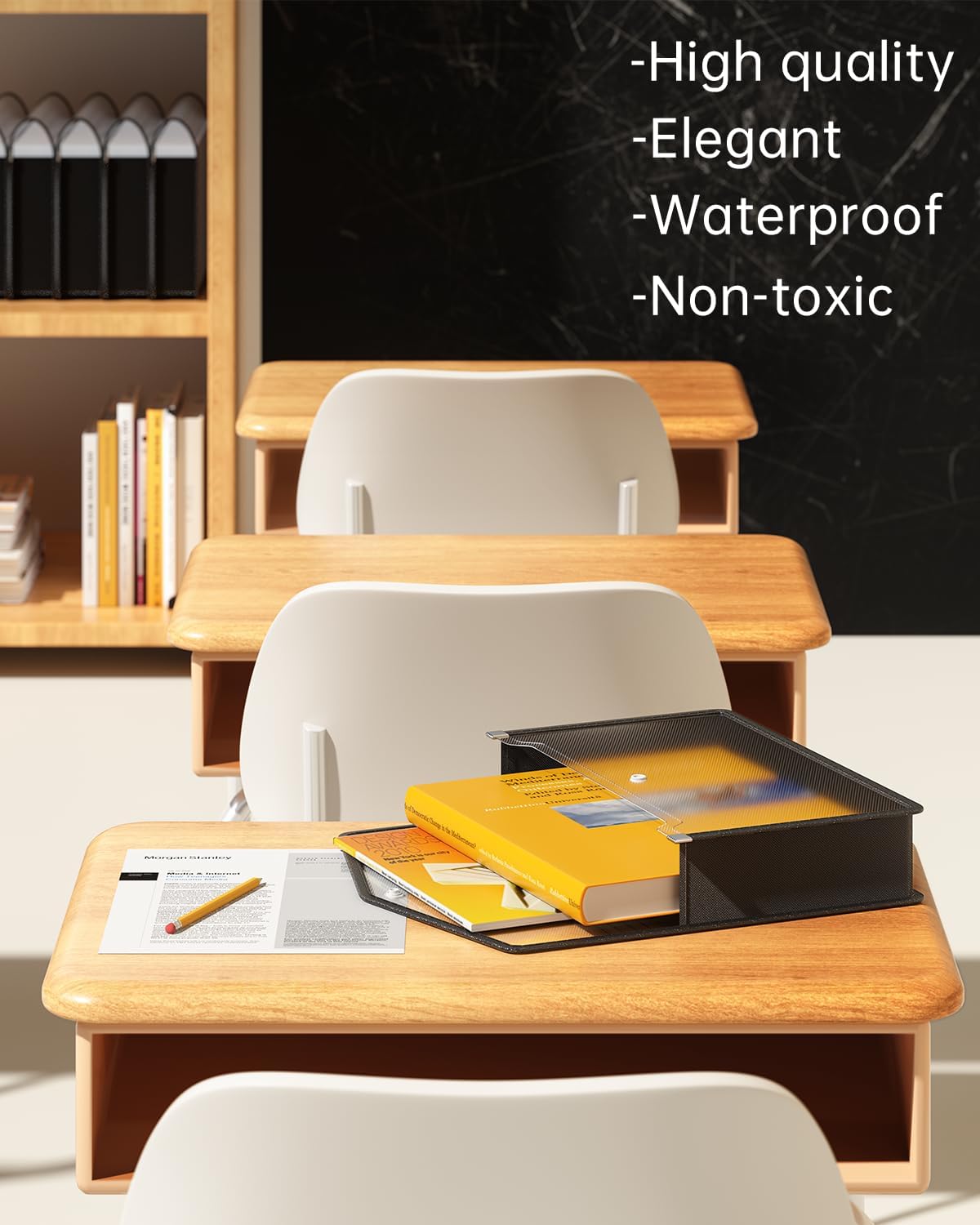 Plastic Expanding File Folder, Transparent envelopes with Snap Closure, No Dividers, Large Capacity, Black File Folder Organizer Holder, Bills&Taxes, Letter/A4 Size for School/Office/Home-7 Pack