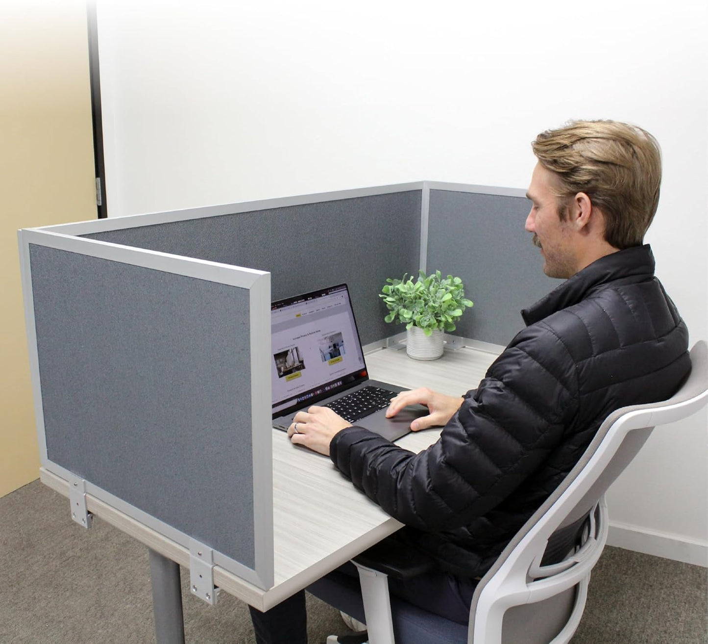 OBEX Acoustic Mounted Screen Privacy Panel Table Top Separator, Sound Blocking Desk Divider (Graphite, 18" X 60")