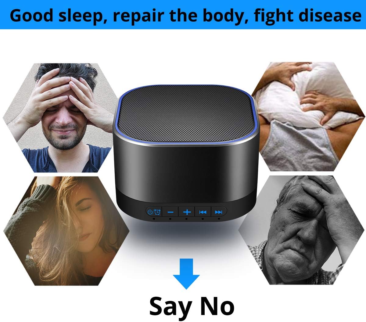 Magicteam Sound White Noise Machine with 20 Non Looping Natural Soothing Sounds and Memory Function 32 Levels of Volume Powered by AC or USB and Sleep Sound Timer Therapy for Baby Kids Adults