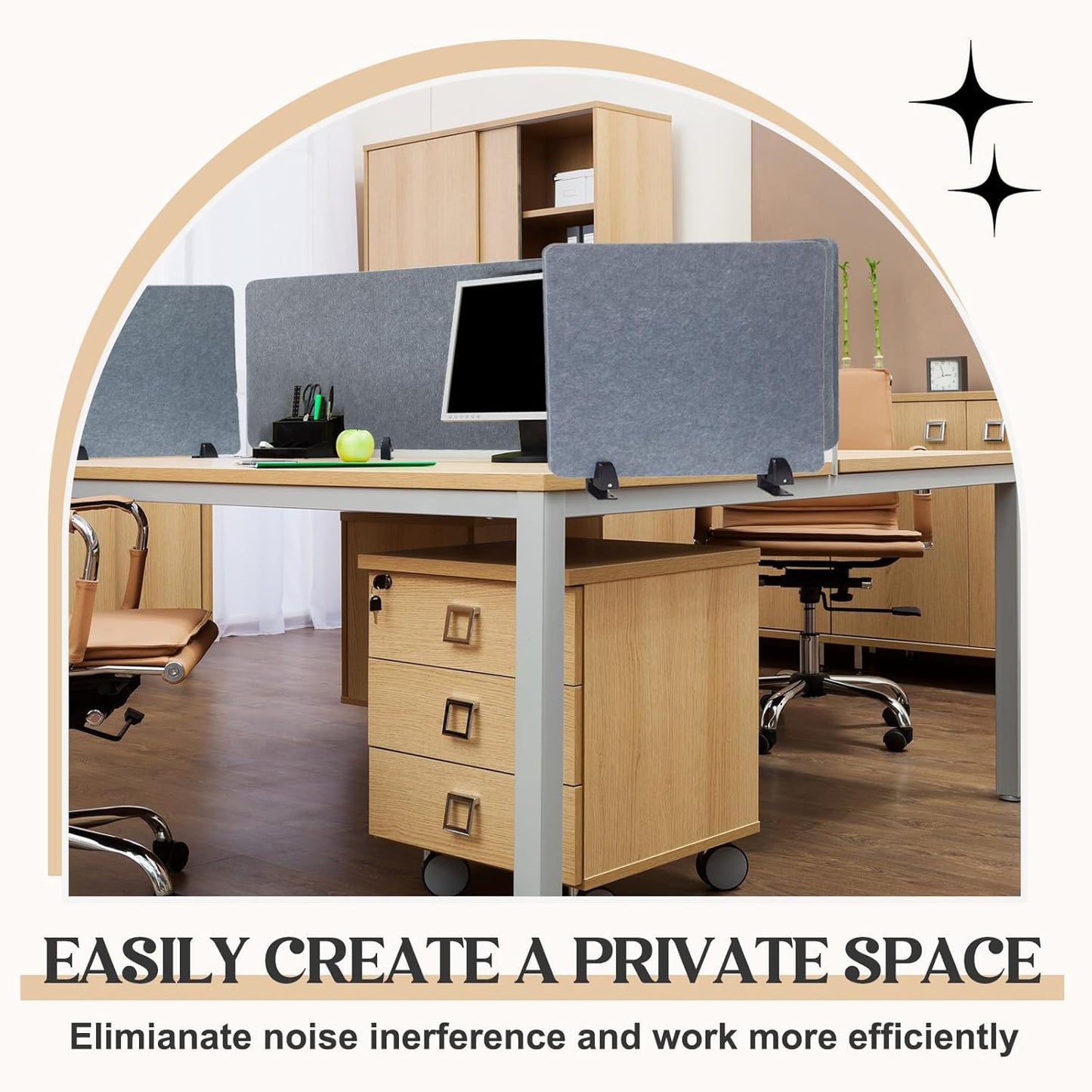 3 Pcs Clamp-on Desk Divider, 1pcs-47''x 24'' and 2pcs-24''x 24'' Desk Privacy Panel Acoustic Office Partitions Cubicle Modesty Panel for Classroom Noise Reducing Visual Distractions