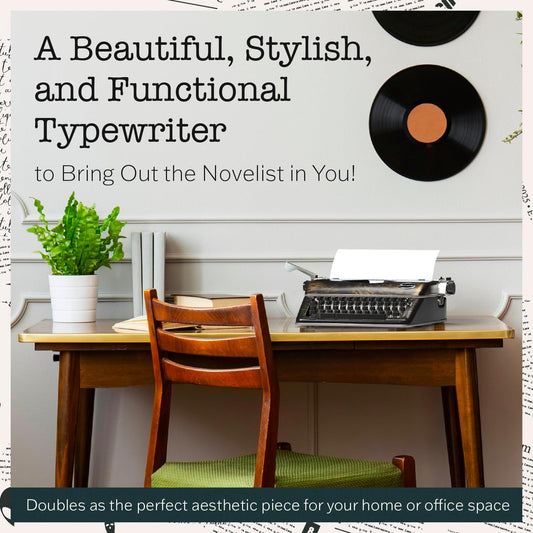 Maplefield Vintage Manual Typewriter - Bronze, Fits Standard 8 x 11 in Sheets - Antique-Style Functional Retro Portable Design & Easy Setup for Home & Office Decor