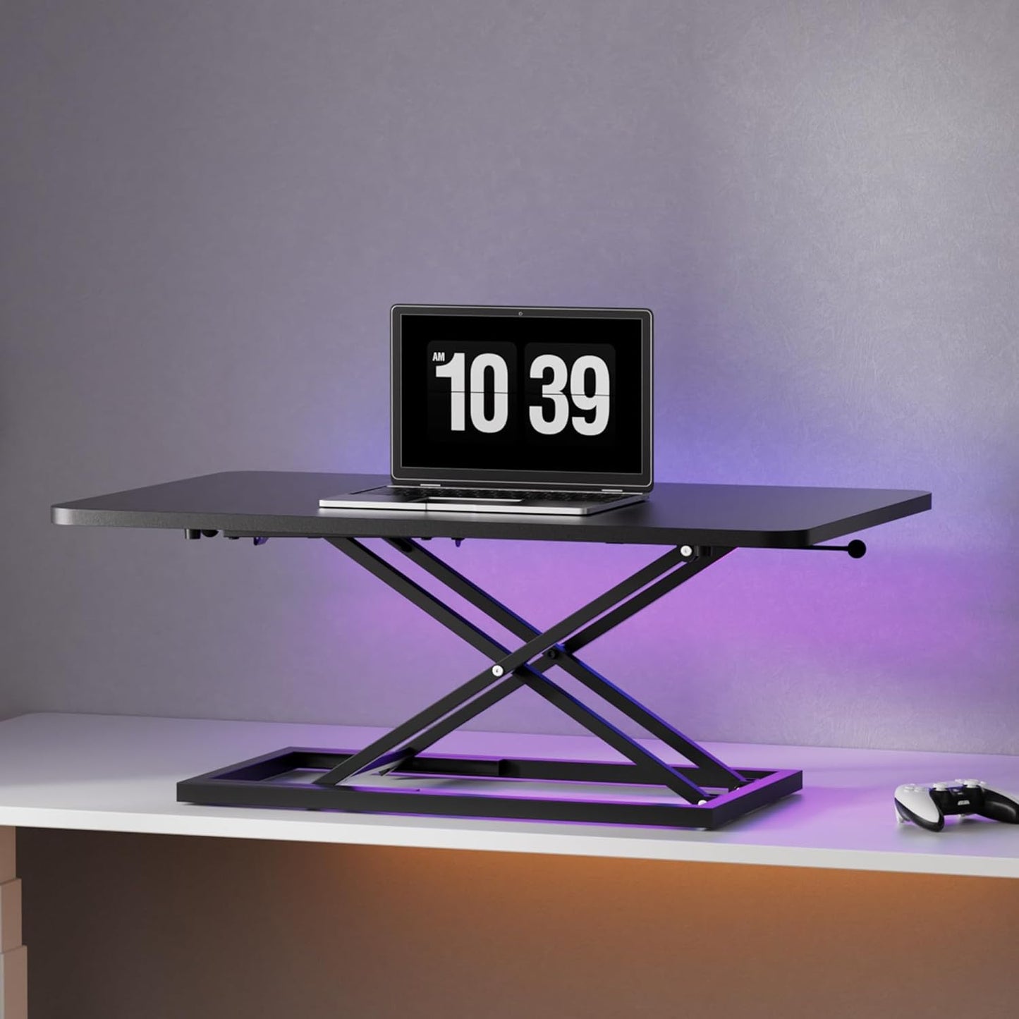 Decoholic Black Small Single 32 inch Scissors Lift Keyboard and Mouse Riser ,Height Adjustable Standing Desk Converter,for Ergonomic Sit Stand Workstations (32 inch)