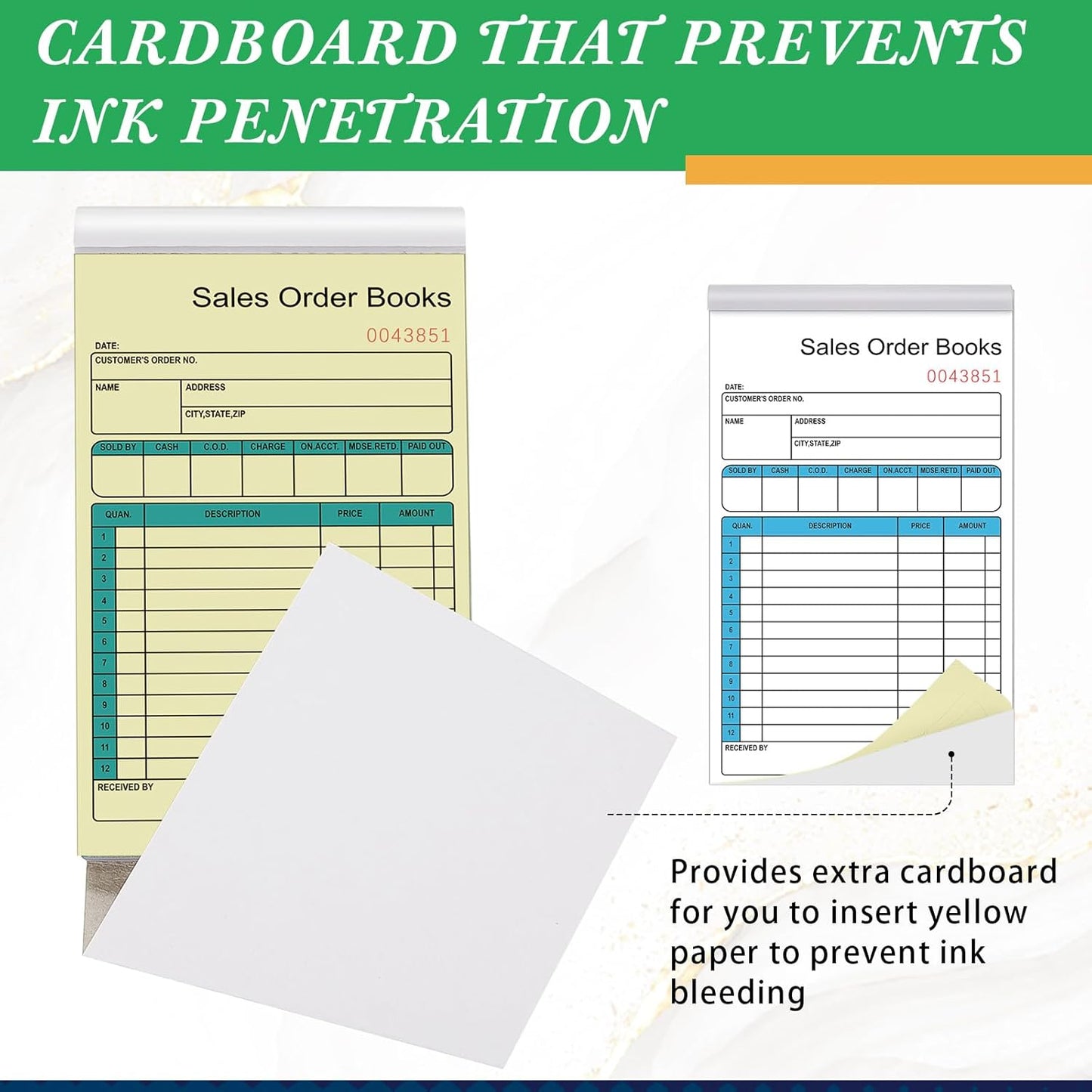 Seajan 12 Pcs Sales Order Books, 4.2 x 7.2 Inch 2 Part Purchase Order Book with Carbonless Copies Receipt Book for Small Business Receipt Log Book 50 Sets Per Book