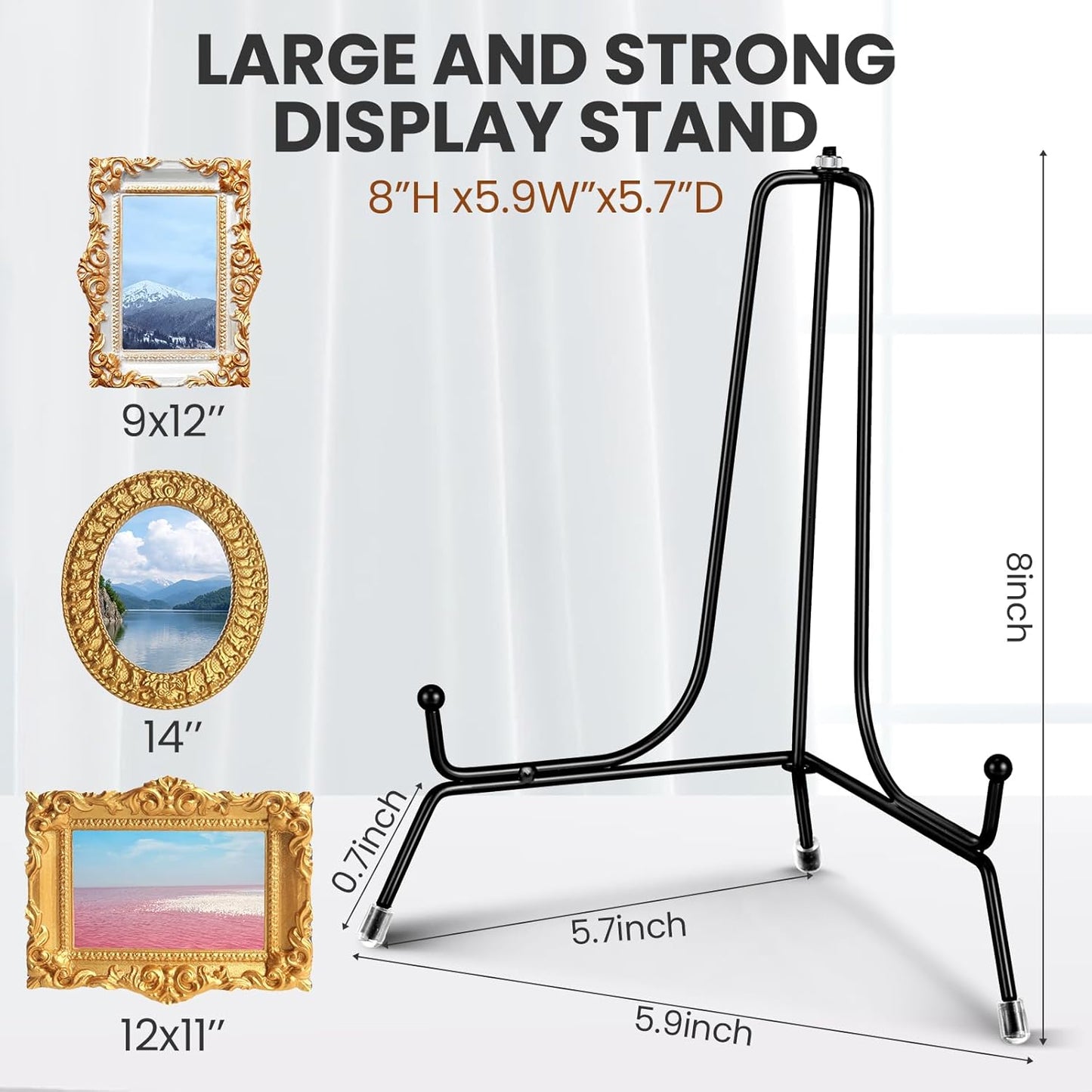 Chumia 18 Pcs Anti Slip Plate Stands for Display, Black Iron Easel Plate Holder Picture Frame Holder Stand for Display Decorative Photo Tabletop Artwork(8 Inch)