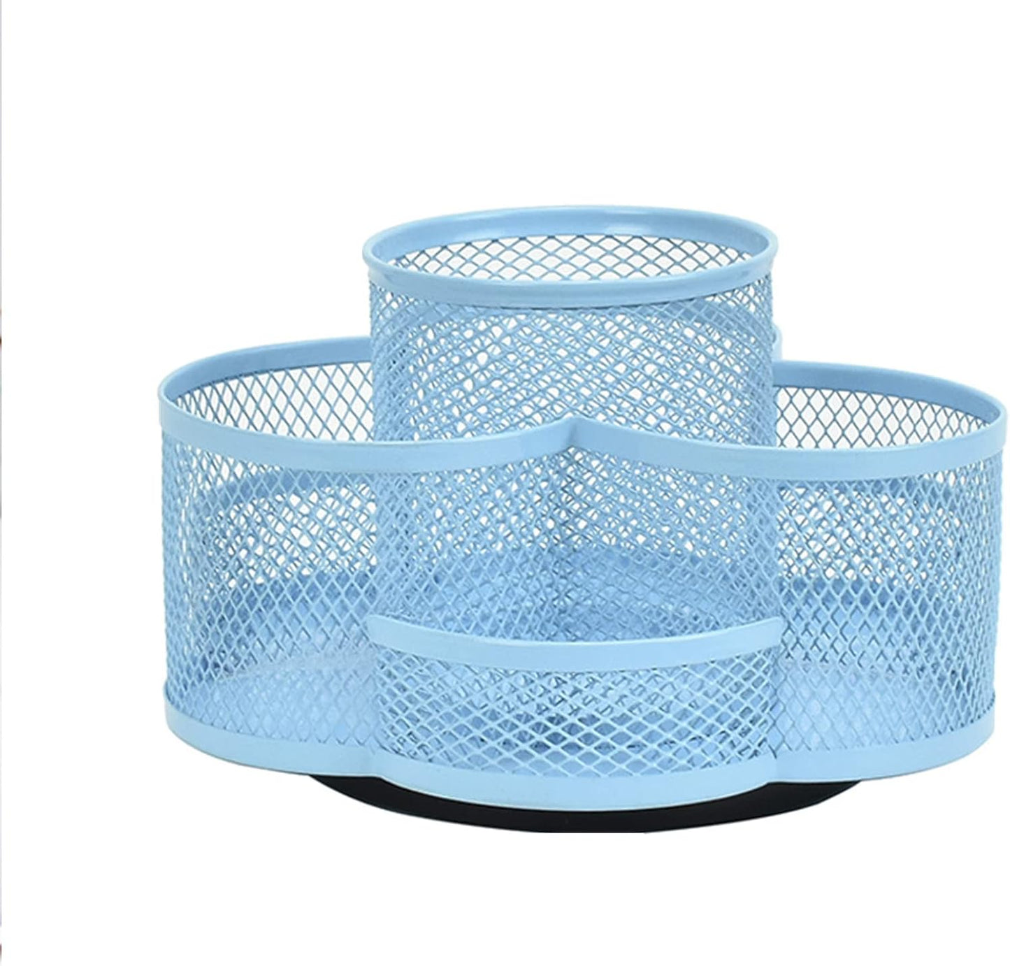 360 Rotatable Metal Mesh Desktop Pen Holder Pencil Holder Pencil Organizer Stationery Organizer Pen Pot Makeup Brush Organizer for Home School Office (Blue)