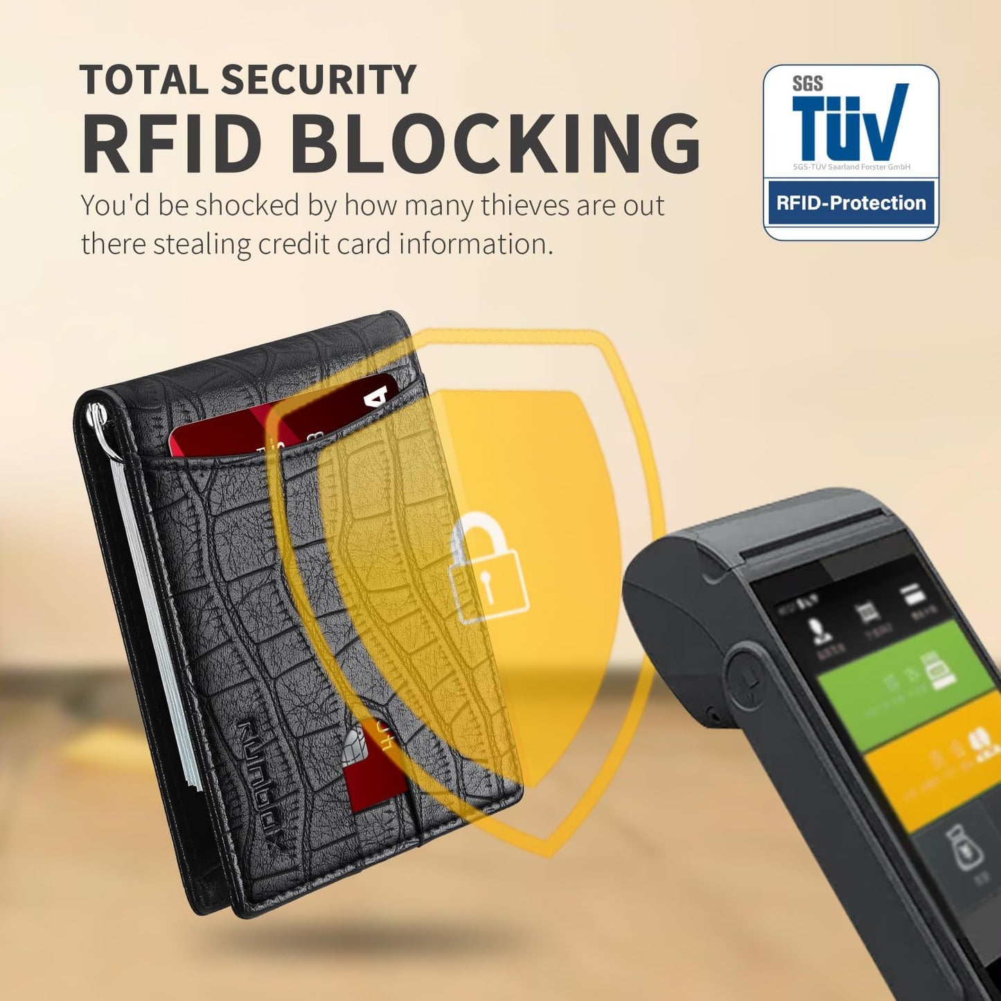 Slim Money Clip Wallets for Men RFID Blocking 11 Card Holder Minimalist Small Thin Carbon Leather Bifold Mens Front Pocket Wallet Gift Box