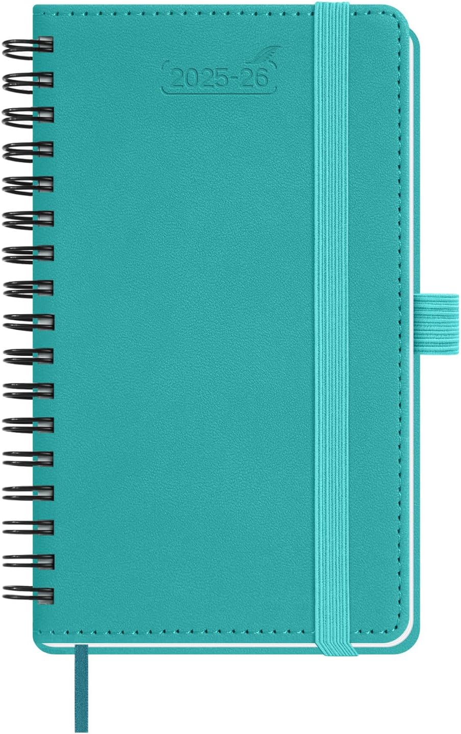 BEZEND Pocket Planner 2025-2026 Weekly and Monthly, 3.5" x 6" Academic Planner (Jul 25-Dec 26) 18-Month Mid-Year Calendar Book, Storage Pocket, Pen Holder, PU Leather Softcover, Spiral - Turquoise