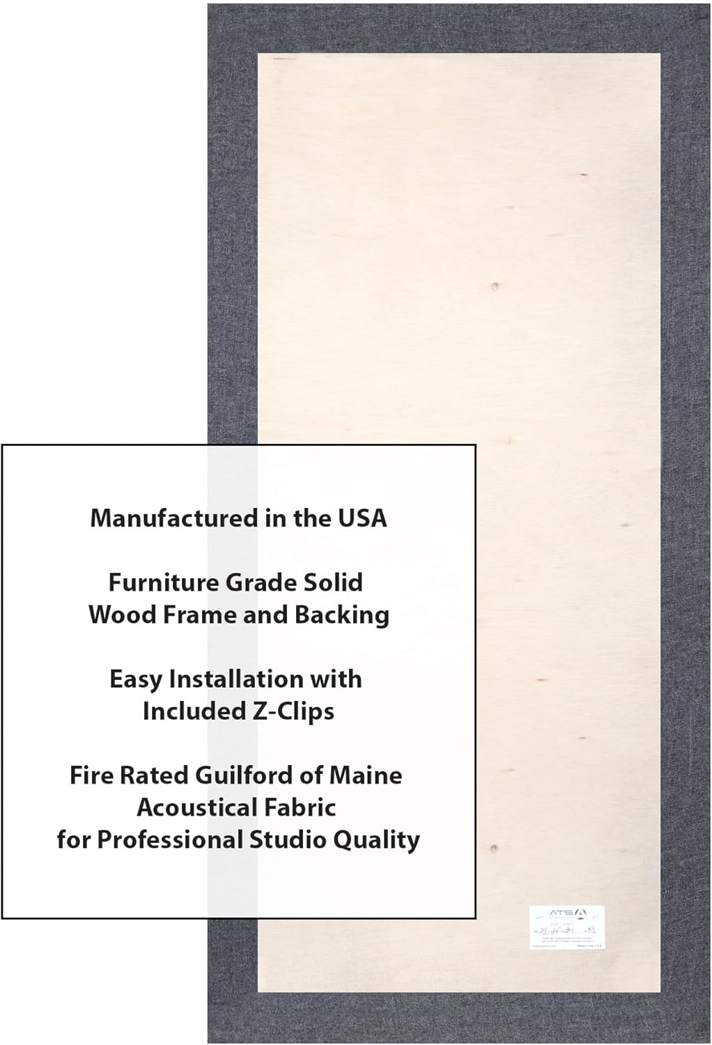 ATS Acoustics Sound Absorbing Acoustic Panel Fire Rated Professional Studio Quality 24" x 48" x 2" (Charcoal)