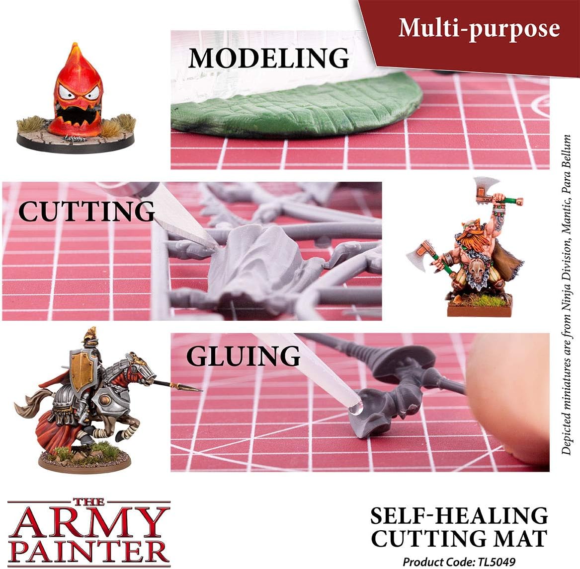 The Army Painter Self-Healing Cutting Mat | Double-Sided PVC Non-Slip Mat| 3-Layer Square Cutting and Modeling Mat| A4, 220x300mm | for Role Play, Board Game