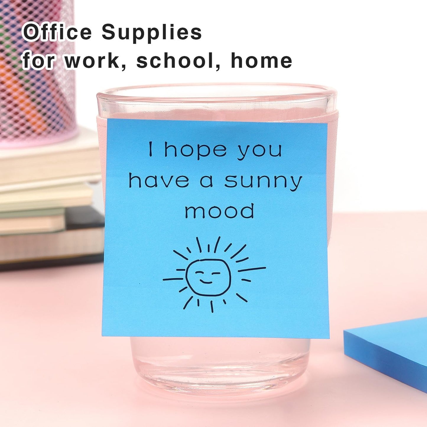 Sticky Notes 3x3 Self-Stick Notes Bright Colors Sticky Notes 4 Pads 100 Sheets/Pad (Blue)