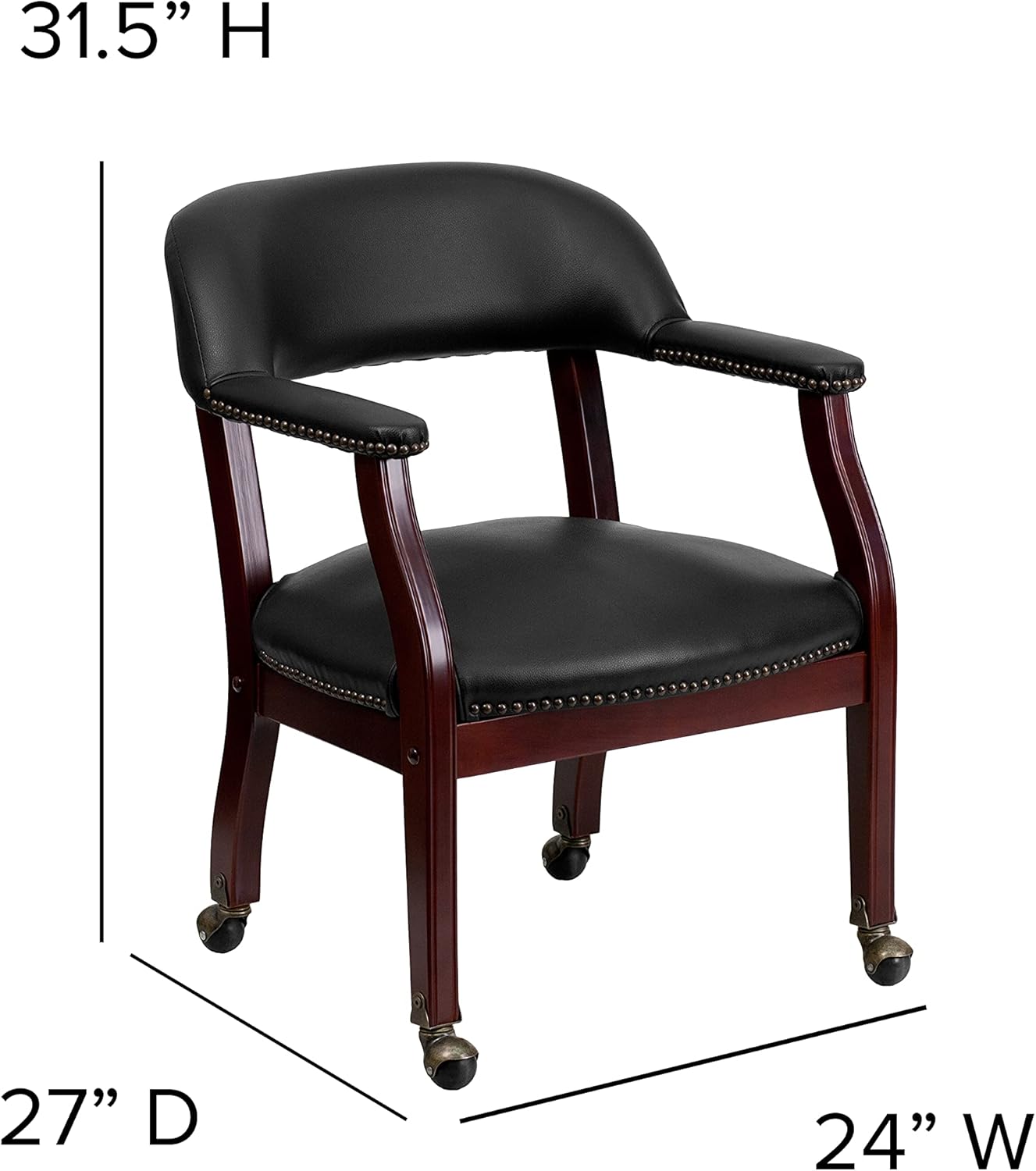 EMMA + OLIVER Black Vinyl Luxurious Conference Chair with Casters
