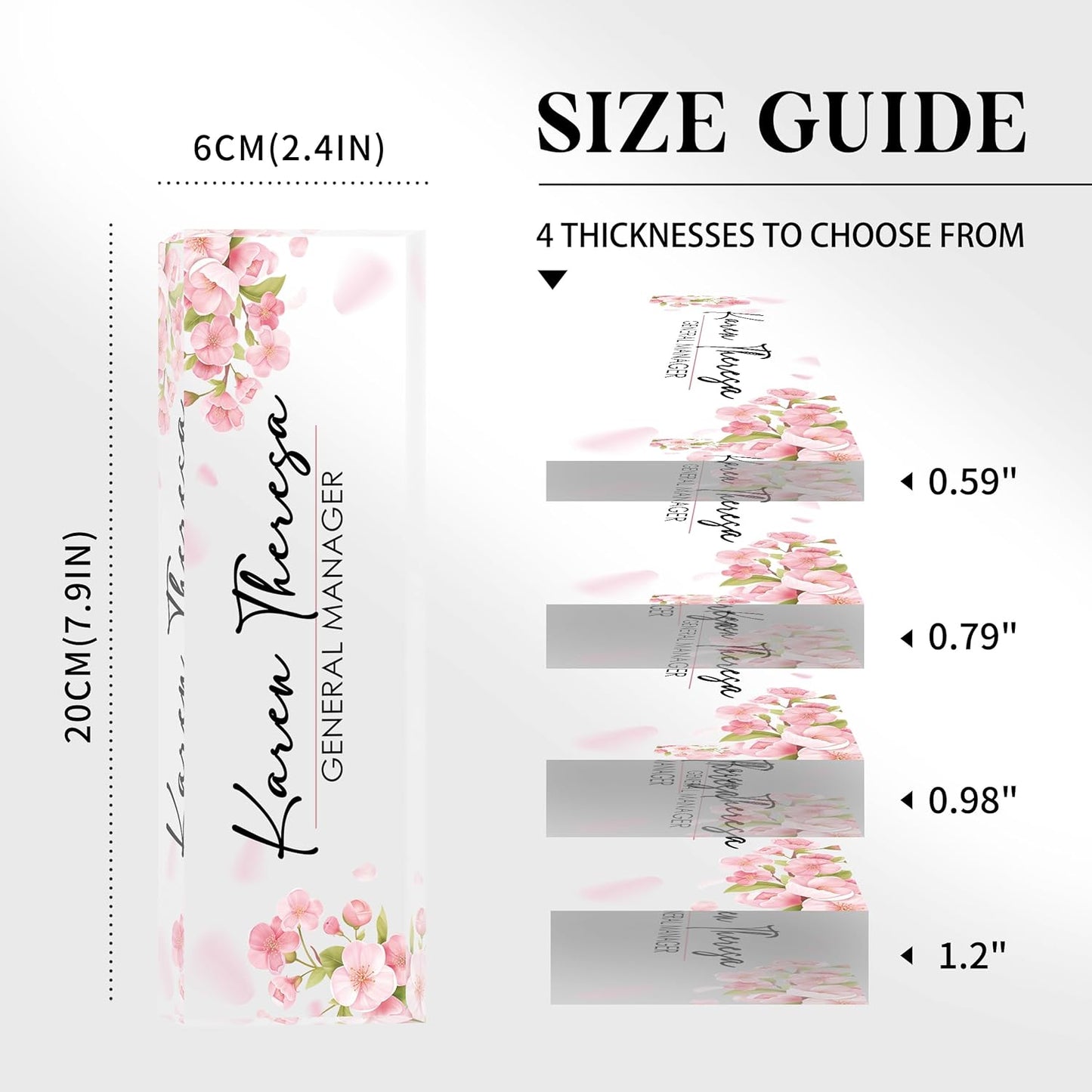 Custom Office Name Plate, Personalized Gifts for Women & Men, Appreciation Gifts for Employees, Office Desk Accessory (Pink Flower)