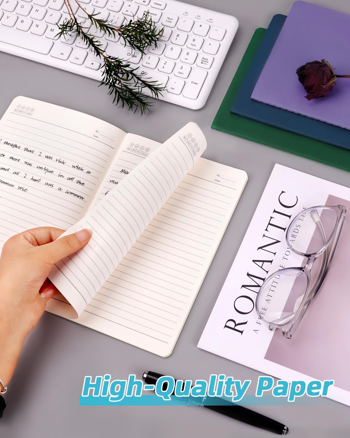 Dynta A5 Lined Notebooks Bulk 5.5 x 8.3 Inches Small Journals 30 Packs College Ruled Colored Soft Cover and Thick Paper for School or Office, 30 Sheets/60 Pages, 10 Colors