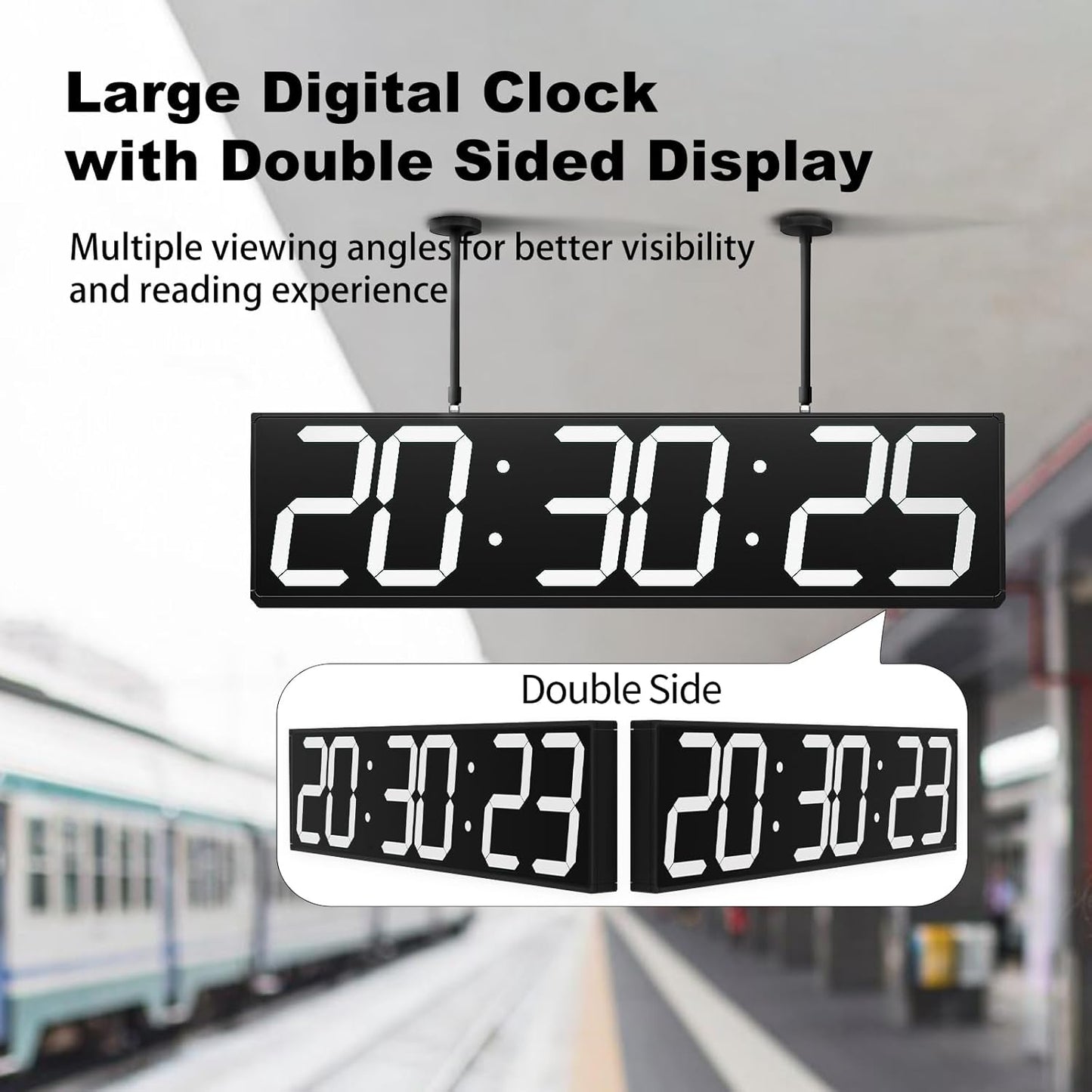 28.5‘’ Double Sided Digital Wall Clock, Multifunctional Led Countdown Clock with Timer, Temperature and Date Display, Hanging Digital Clock Large Display for Corridors, Hospitals (White)