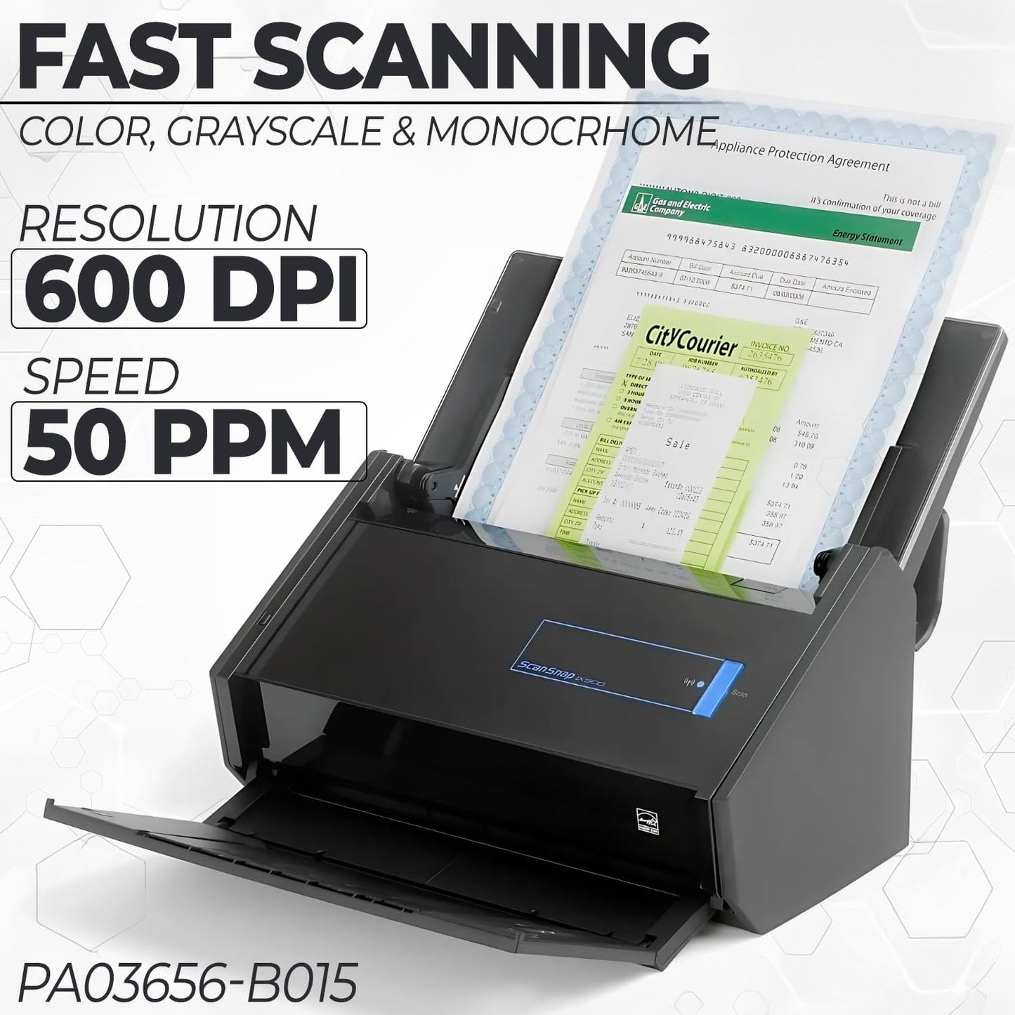 Fujitsu ScanSnap iX500 Scanner Bundle - High-Speed Document ScanSnap iX500 for Home/Office Use - Wireless Connectivity - Mac/PC Compatible - Automatic Document Feeder - Compact Design (Renewed)