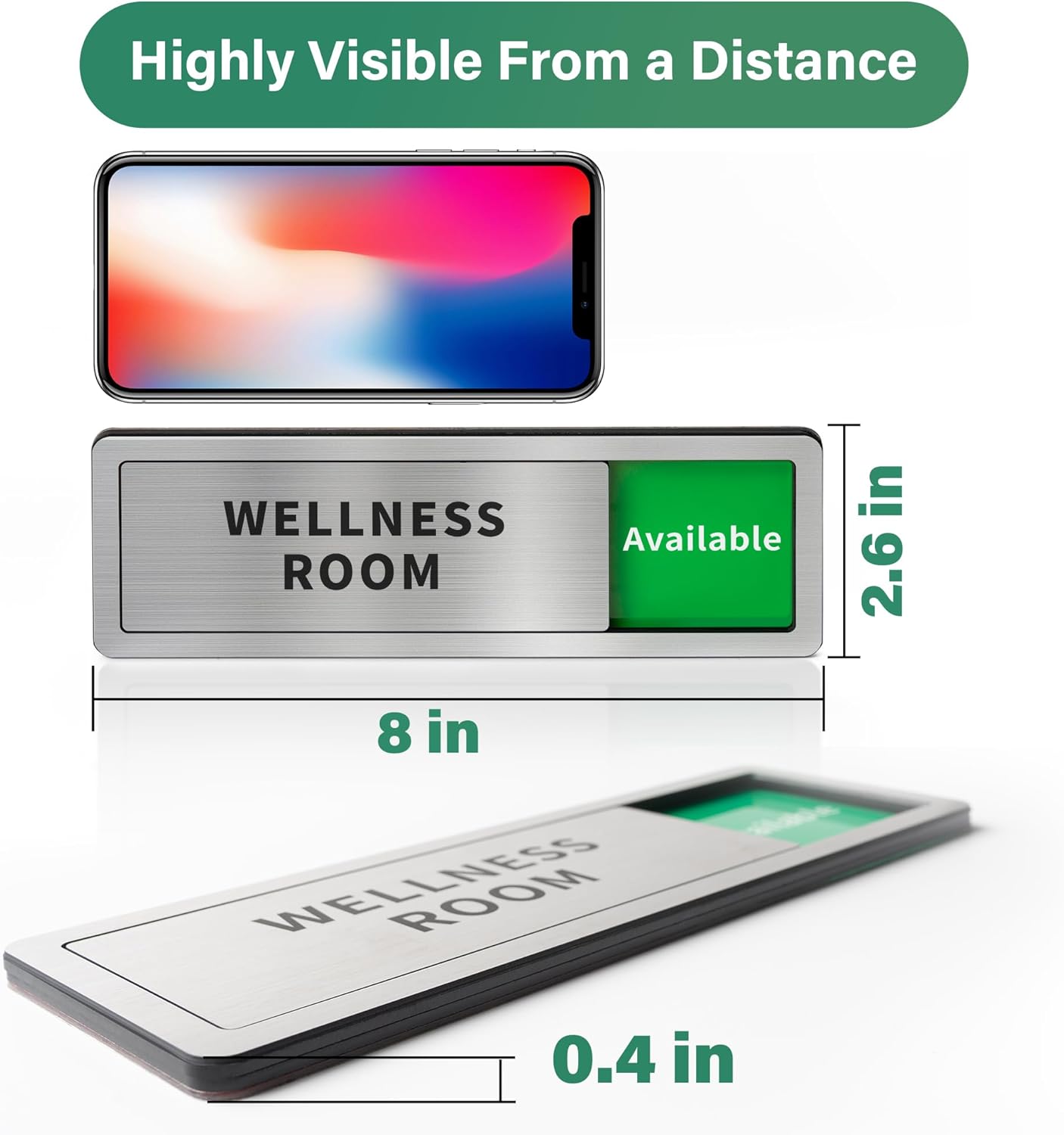 2 Pack Bathroom Door Signs, Restroom Signs for Business, Vacant Occupied Bathroom Sign, In Use/Available Slider Sign for Home Office Or Public Restroom Door, Brushed Silver 8" x 2.6"