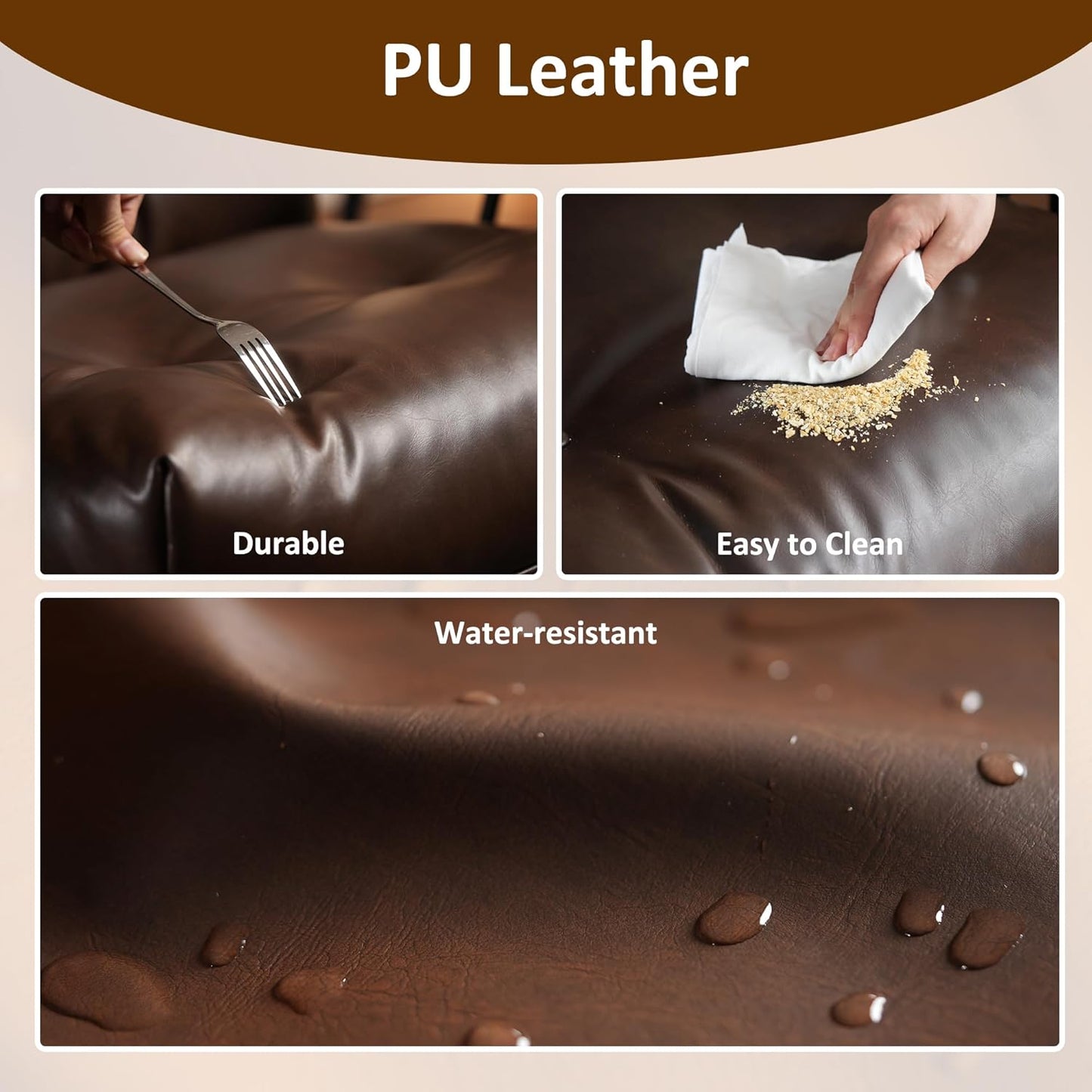 Faux Leather Executive Big and Tall Office Chair - Reclining Task Swivel PC Chair with Lumbar Support, Dark BrownPU