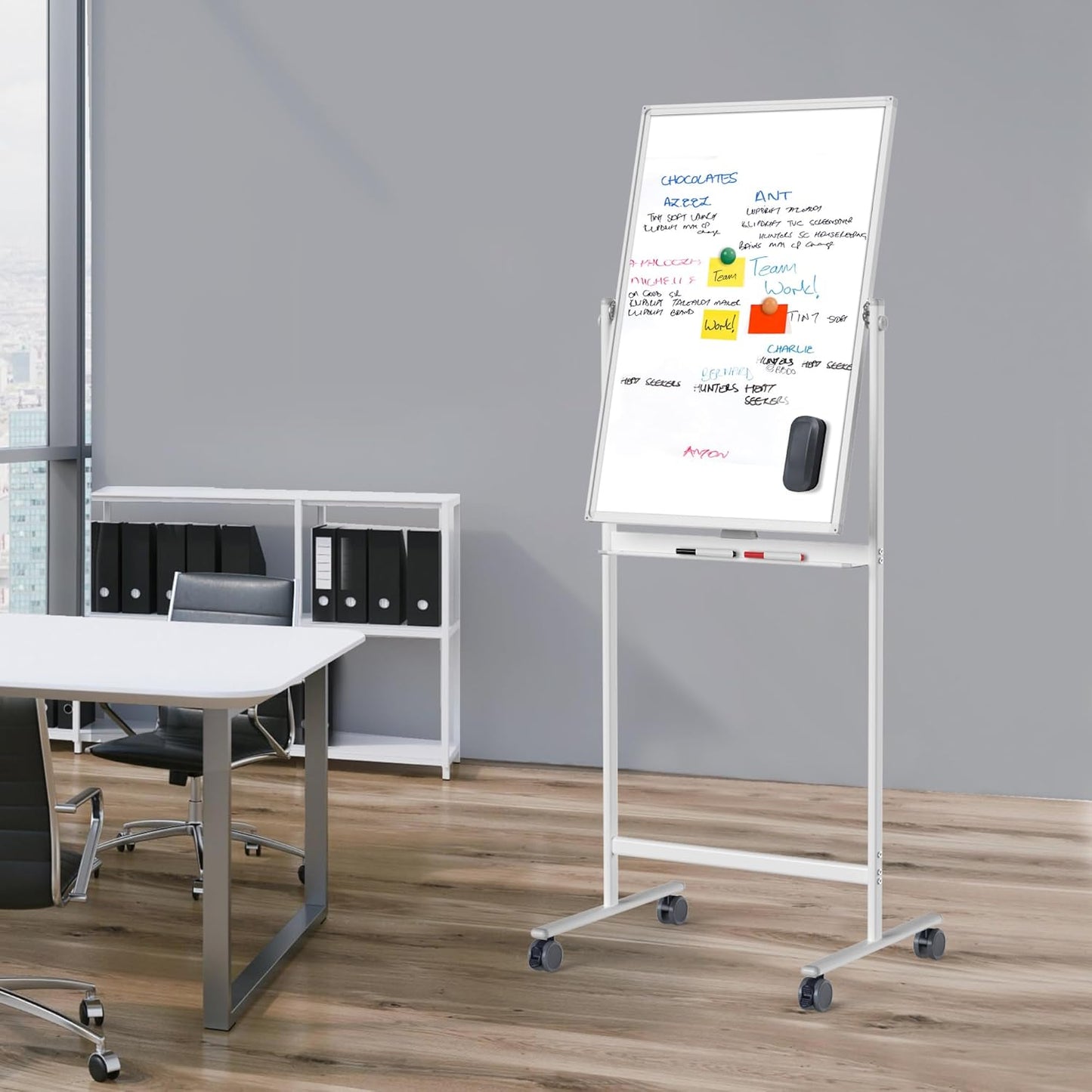 Rolling Whiteboard/w Height Adjustable, Mifuro 24 X 36 Large Portable Dry Erase Board with Stand and Wheels for Office,Classroom &School, White